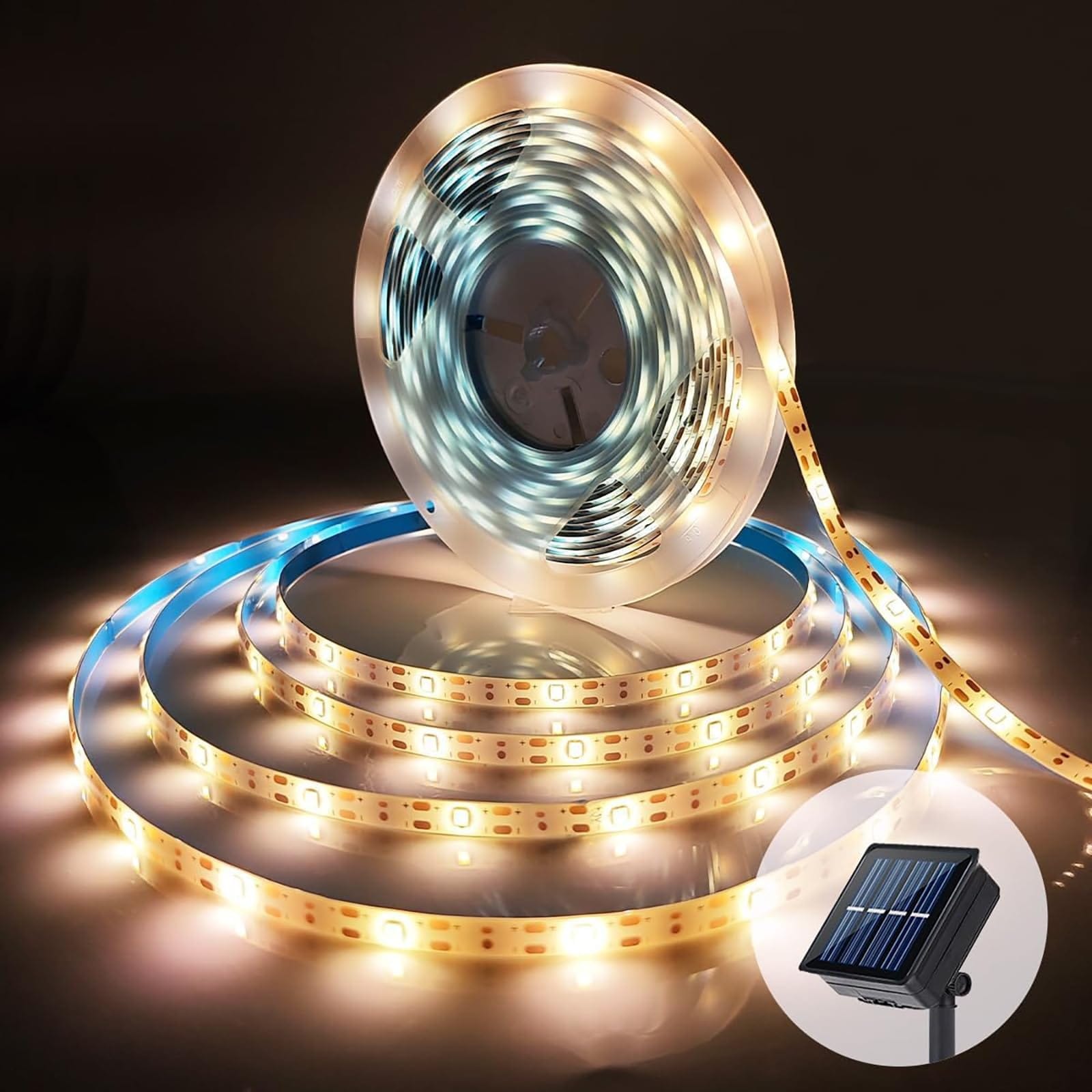 Anqtovp Solar LED Strip Lights Outdoor Waterproof 10FT Cuttable Tape ...