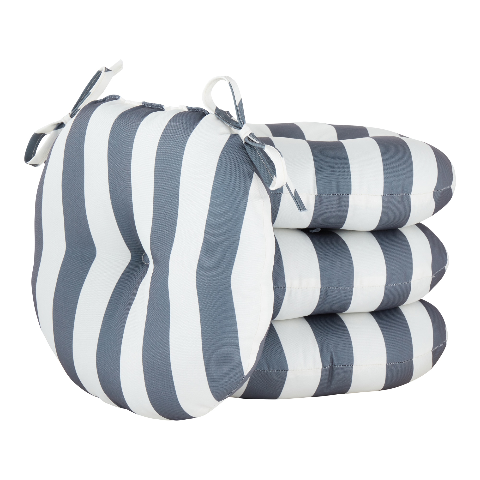 Greendale Home Fashions OC6816S4-CANOPY-GRAY 15-in x 15-in 4 -Piece Canopy Stripe Gray Patio chair cushion