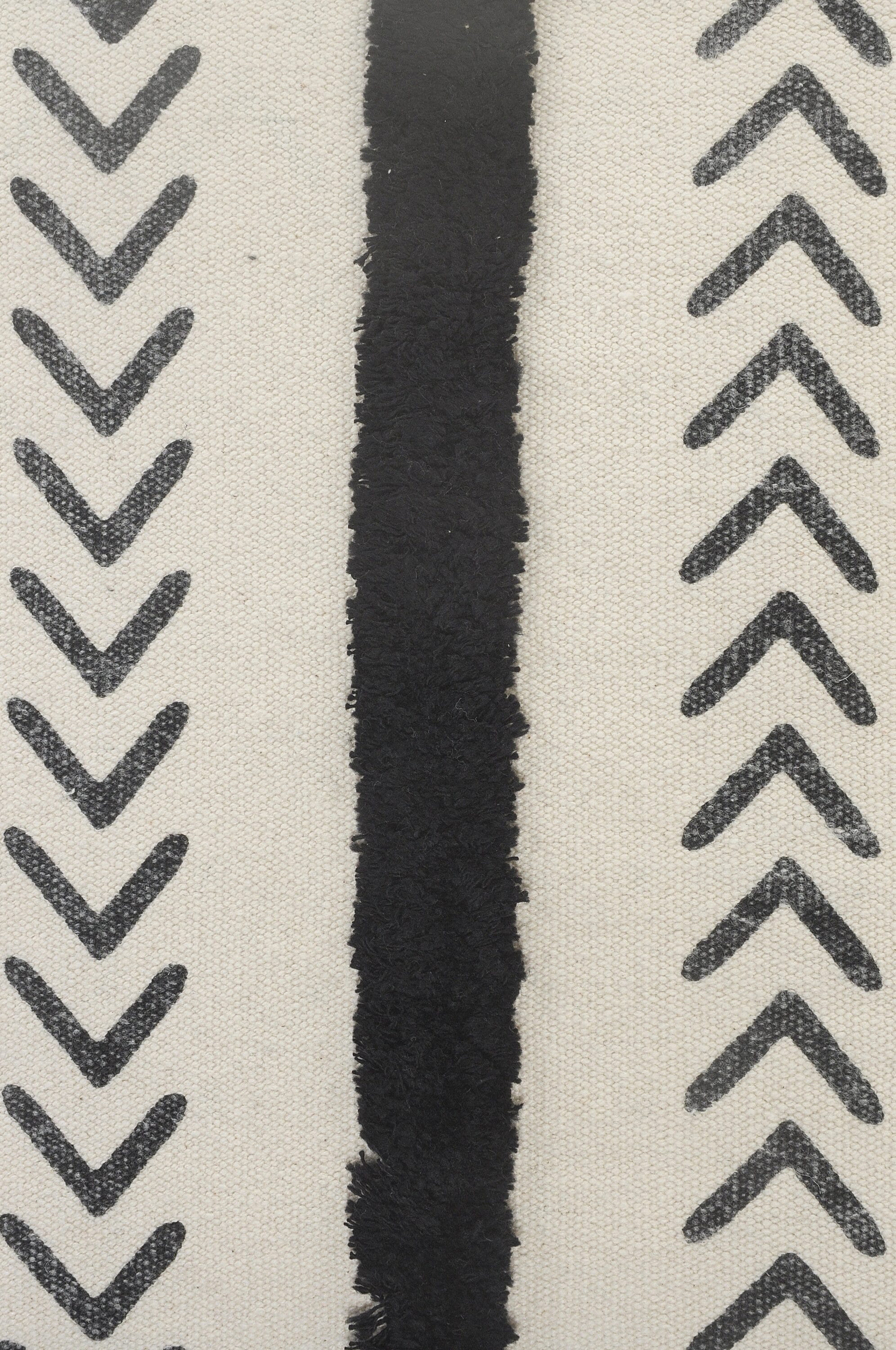 Natural and Black Chevron Cotton Throw Pillows, 20" x 20", Set of 2
