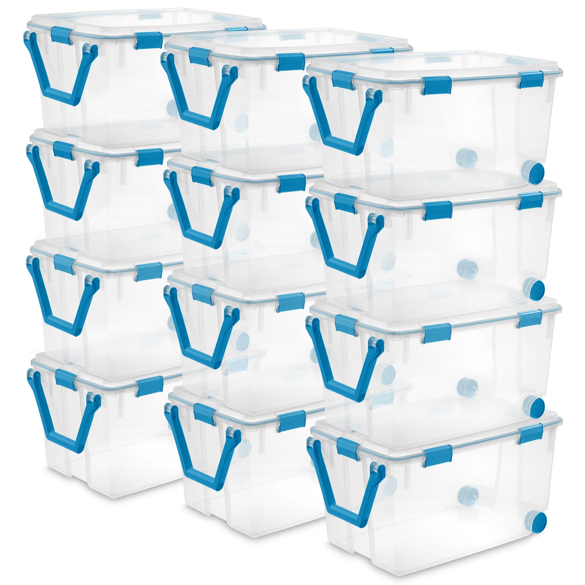 Sterilite 120-Qt Clear Plastic Wheeled Storage Bin w/ Gasket Latch Lid 12 Pack #266481