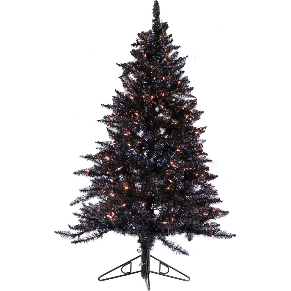 Fraser Hill Farm FFFT070-1BL 7-ft Pre-lit Black Artificial Christmas Tree with Led/Incandescent Lights