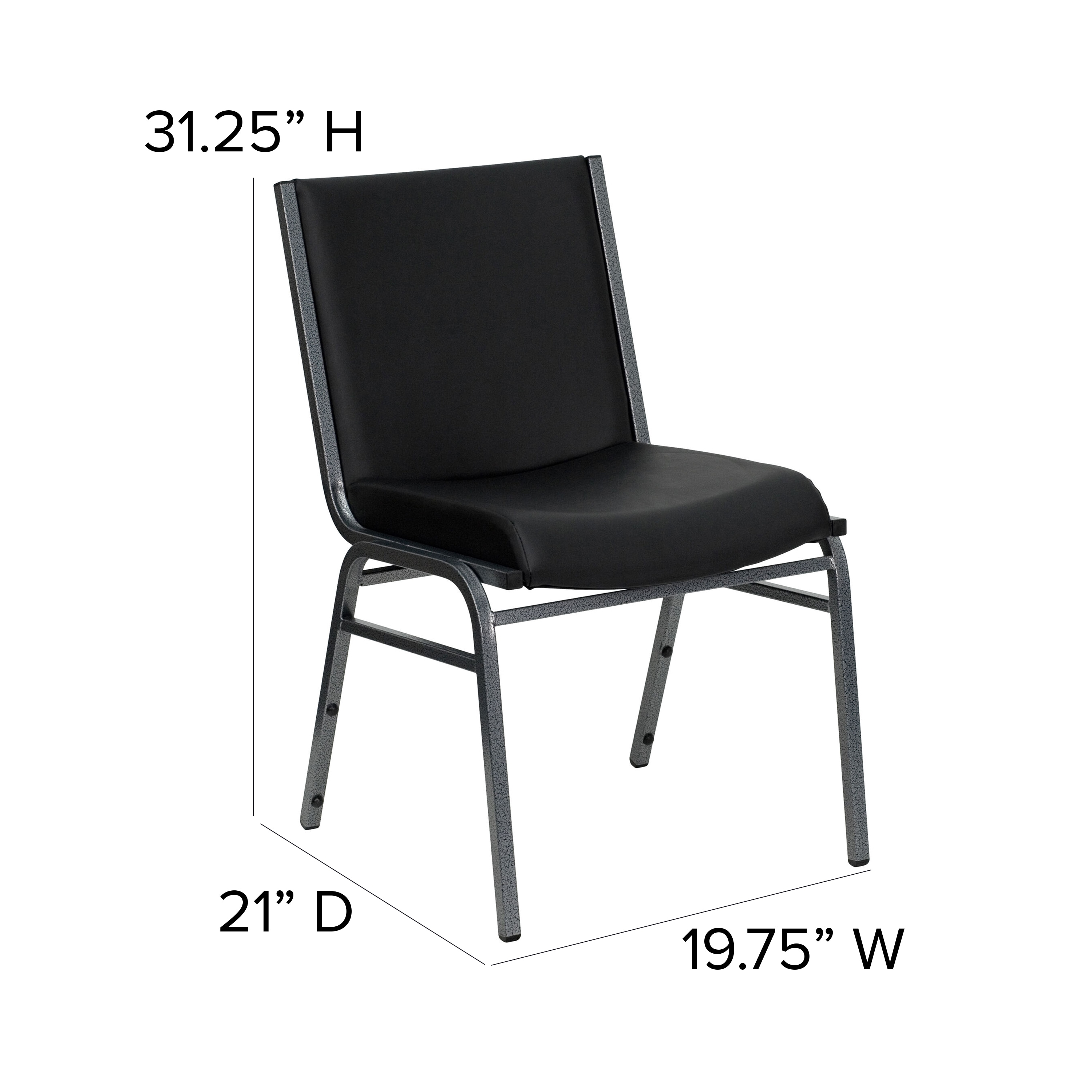 Hercules Series Contemporary Black Vinyl Metal Stack Chair