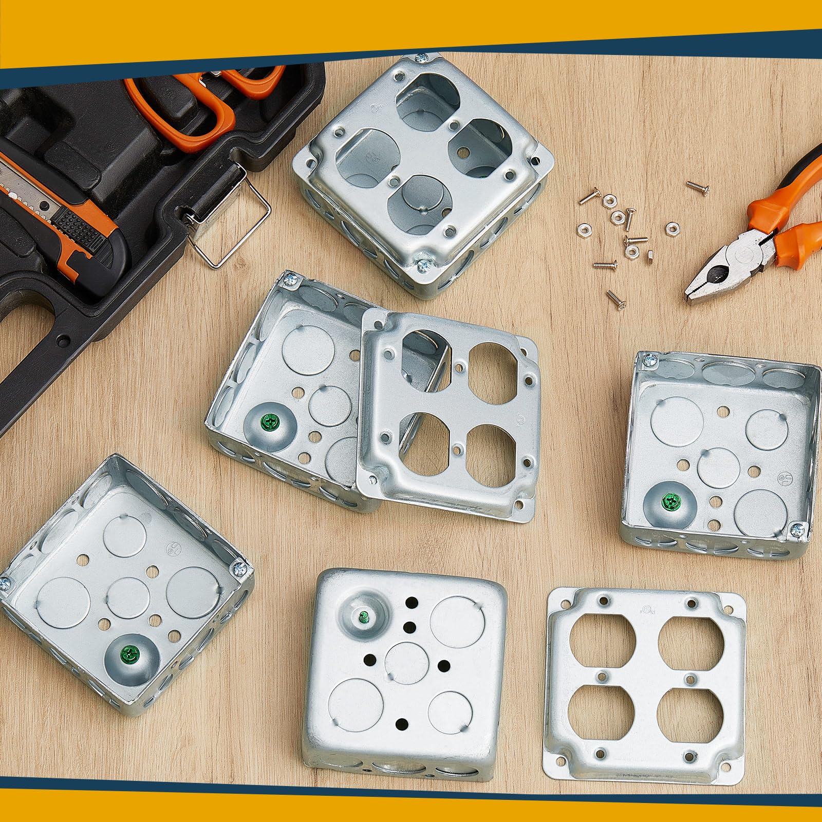 Etokfoks Electrical Junction Box 1 1 2 in Deep x 4 in x 4 in Galvanized ...