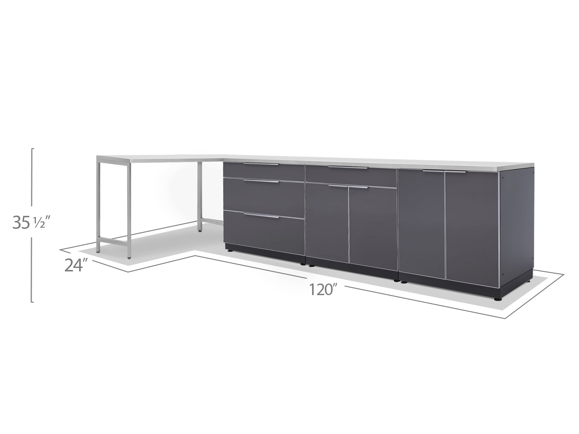 Outdoor Kitchen 96 W x 24 D Stainless Steel 4-Piece Modular Cabinet Set