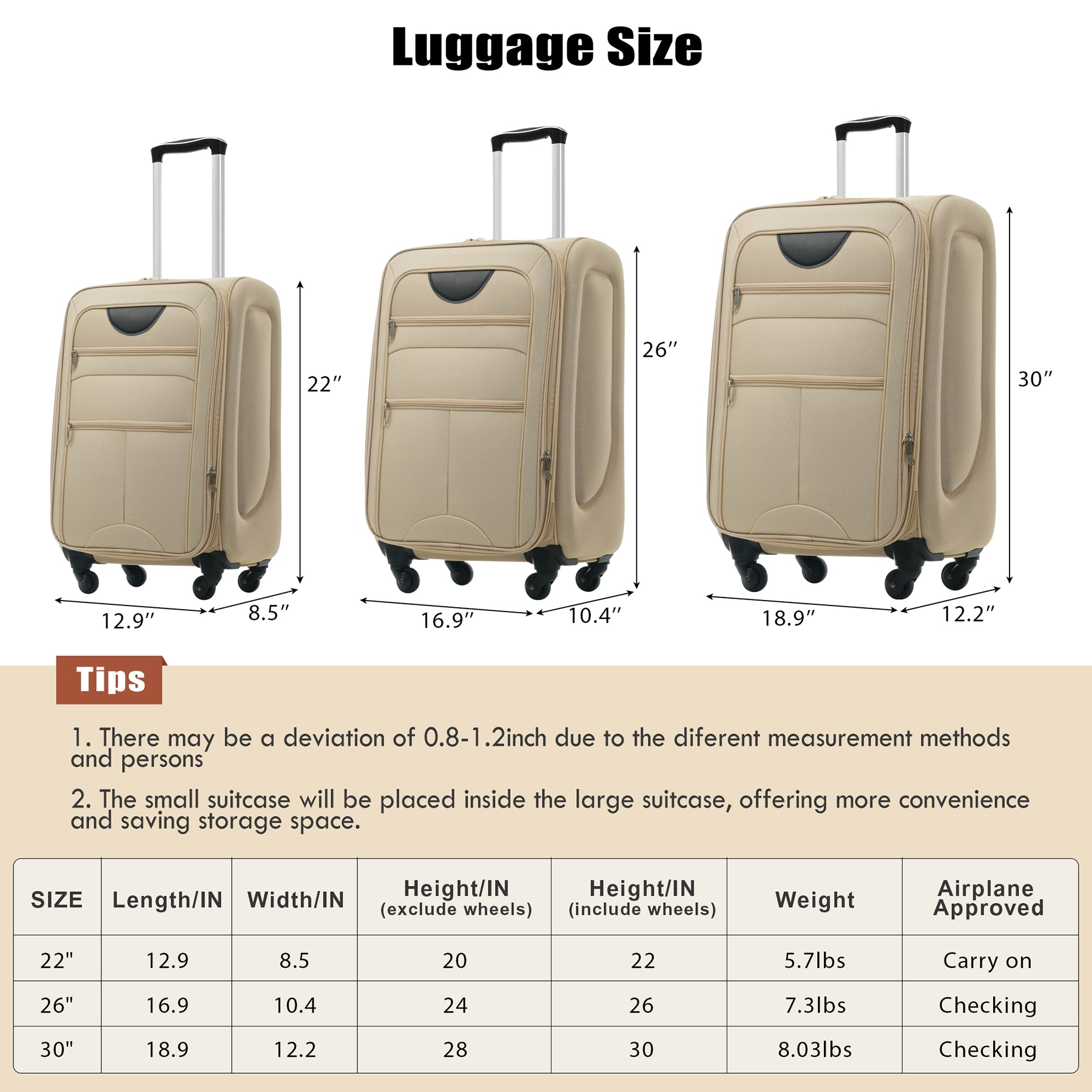 SINOFURN SYD9600013BL Luggage-And-Luggage-Sets - View #3