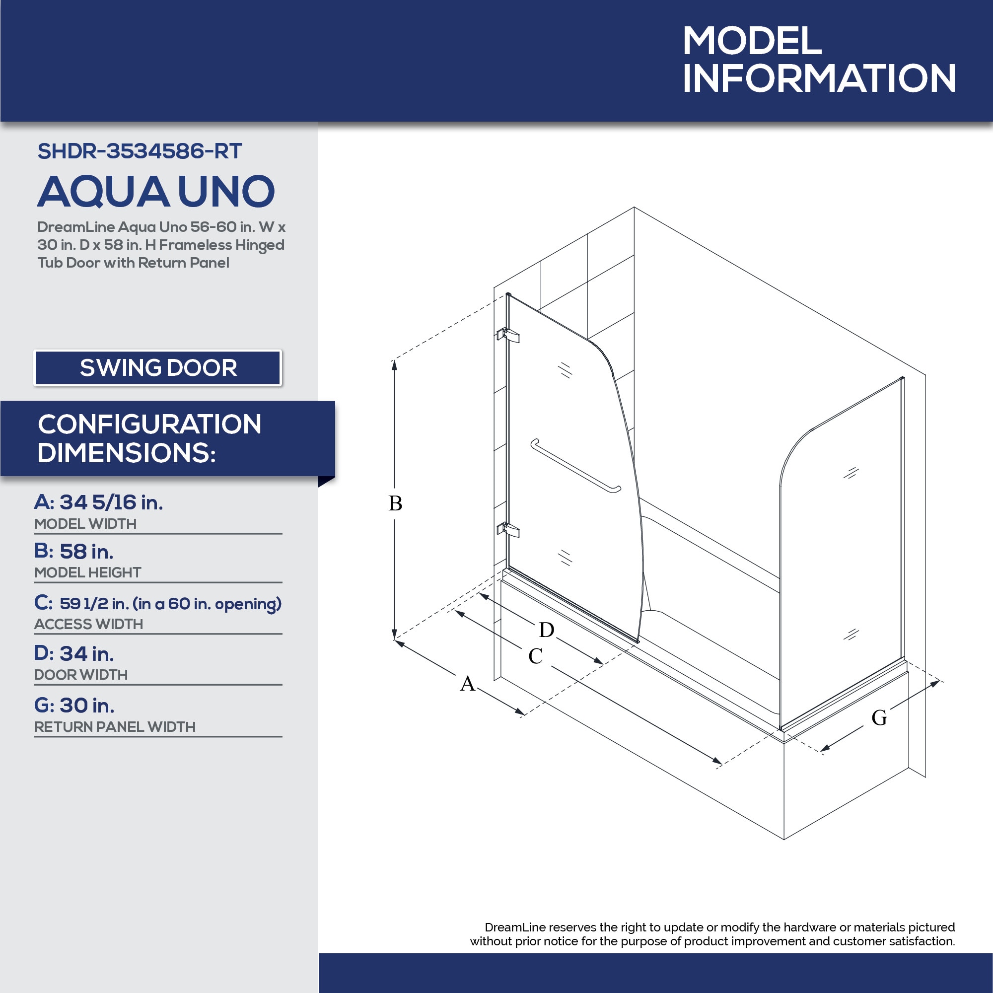 DreamLine SHDR-3534586-RT-01 Bathtub-Doors - View #6