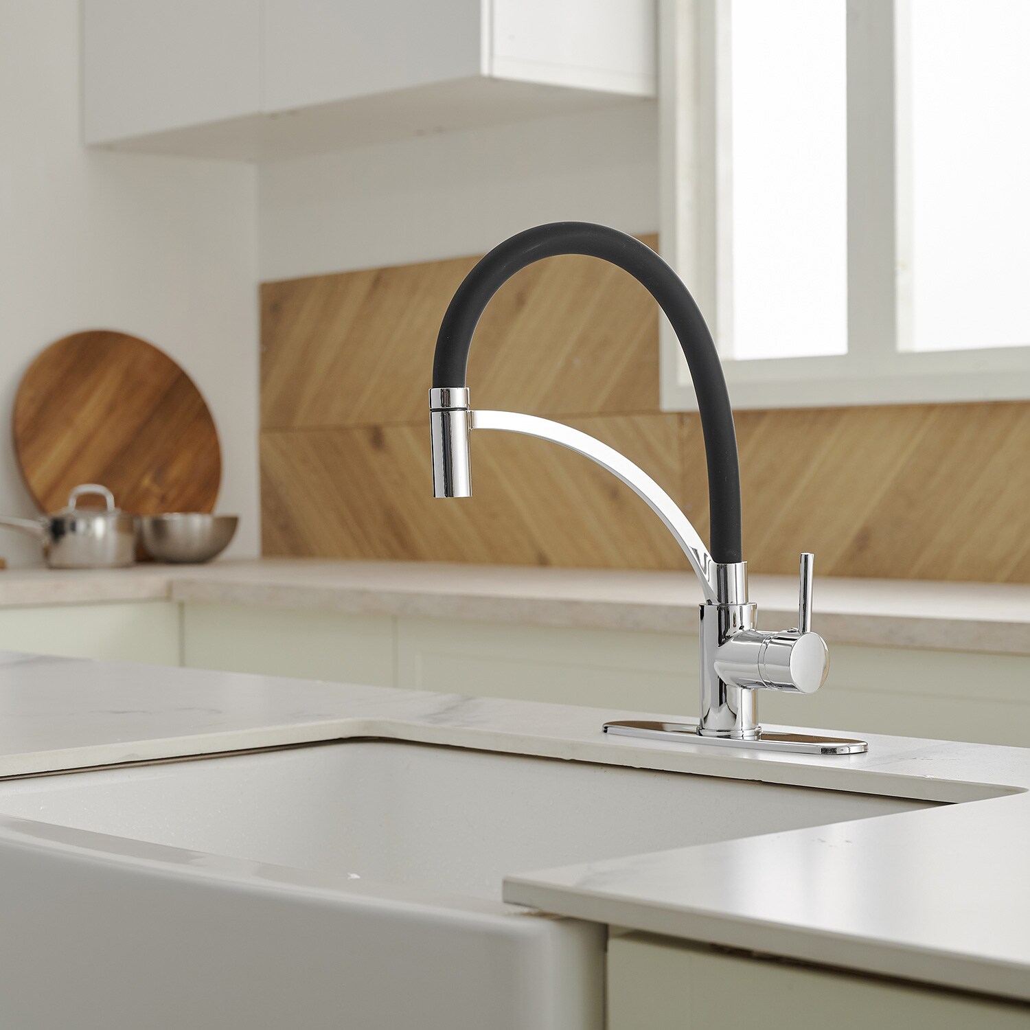 BWE A-94014 Single Kitchen Faucet Polished Chrome Single Handle ...