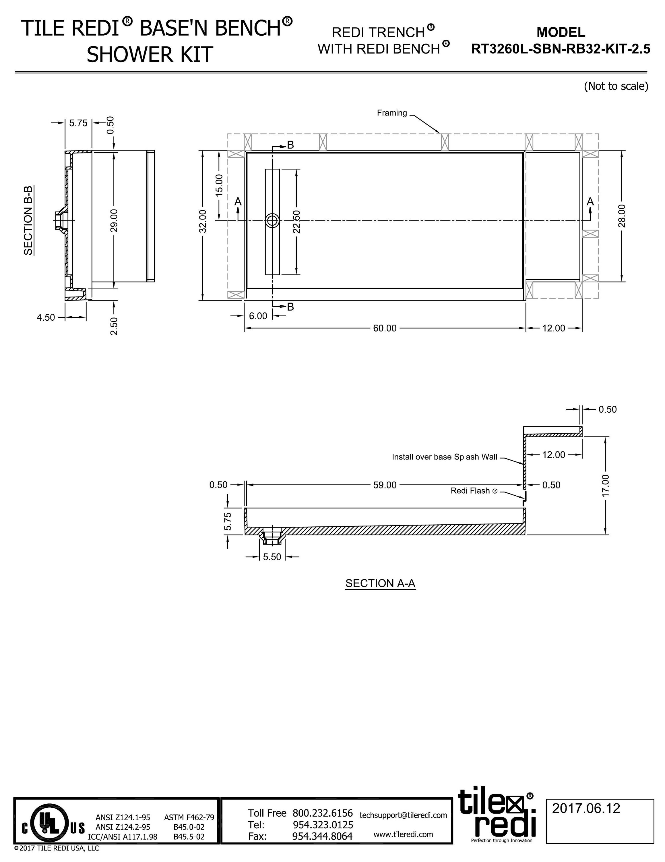 Tile Redi RT3260L-SBN-RB32-KIT Shower-Floors - View #9