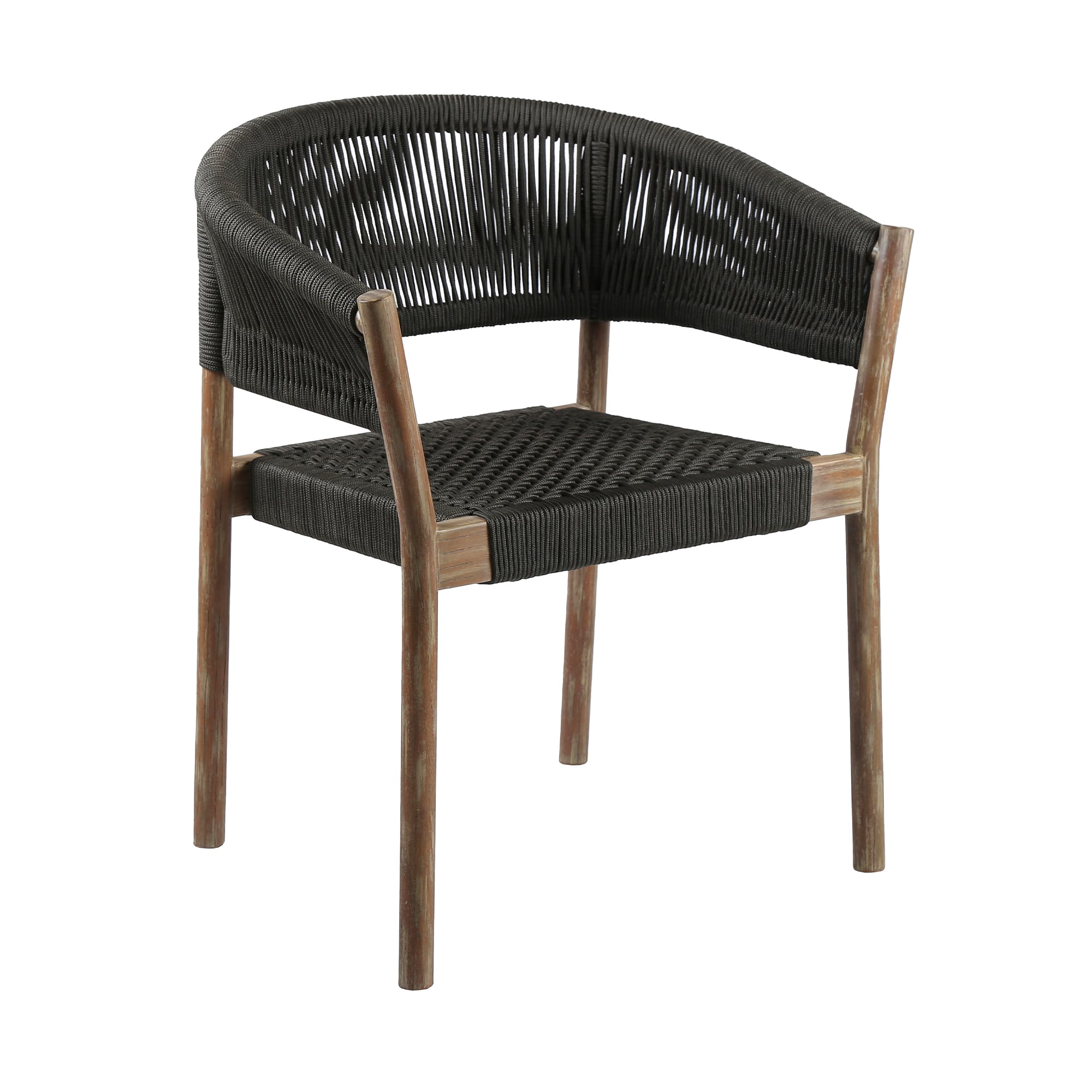 Armen Living SETODDO5CHR 5 -Piece Black Patio Dining Set Wood Square Table with 4 Black Cushions Stationary Chairs