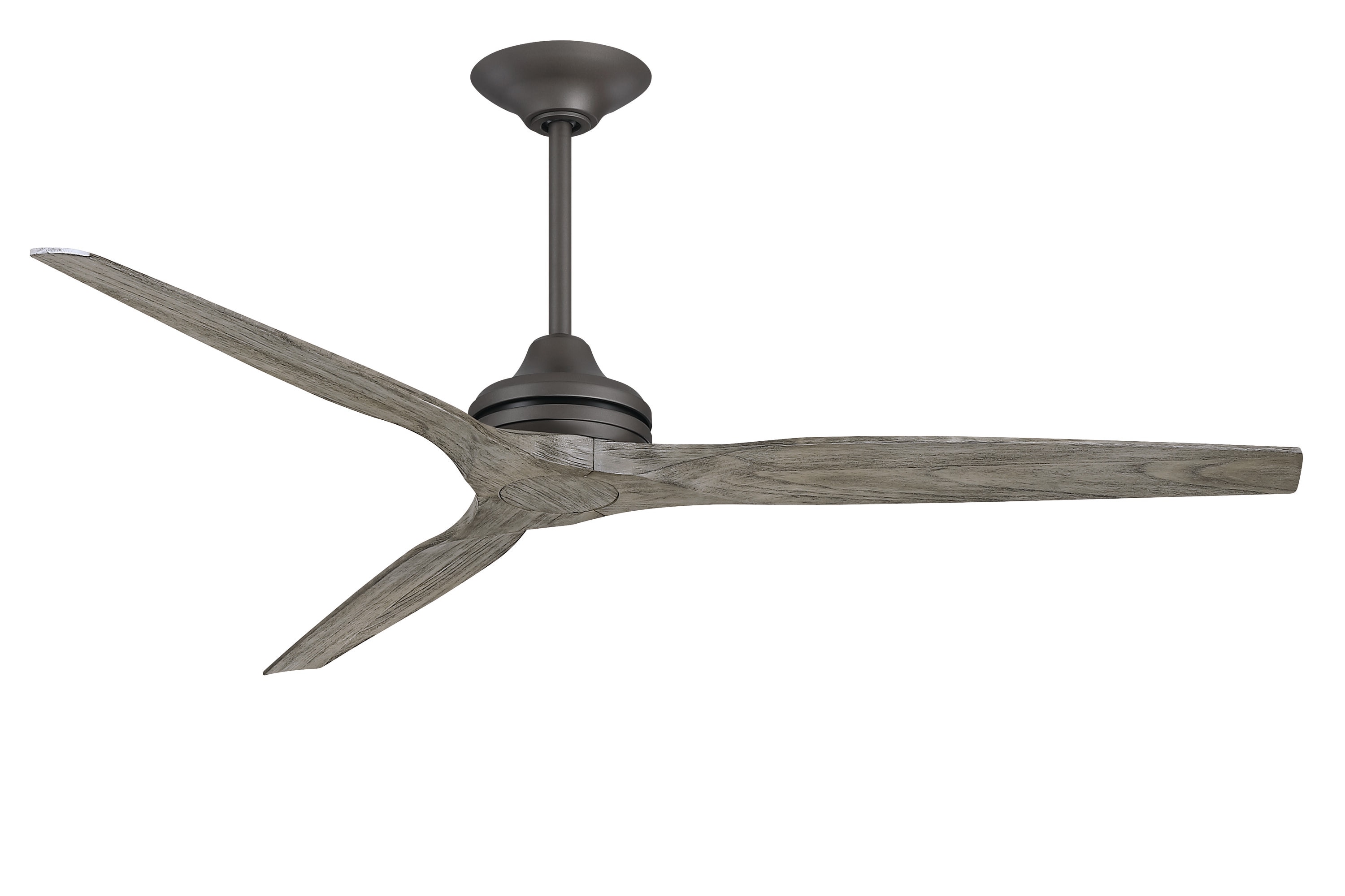 Fanimation Spitfire 64-in Matte Greige with Weathered Wood Blades Color-changing Integrated LED Indoor/Outdoor Flush Mount Smart Propeller Ceiling Fan with Light and Remote (3-Blade) FPD6721BGR-64WE-LK-F Sansujyuku sansujyuku.com