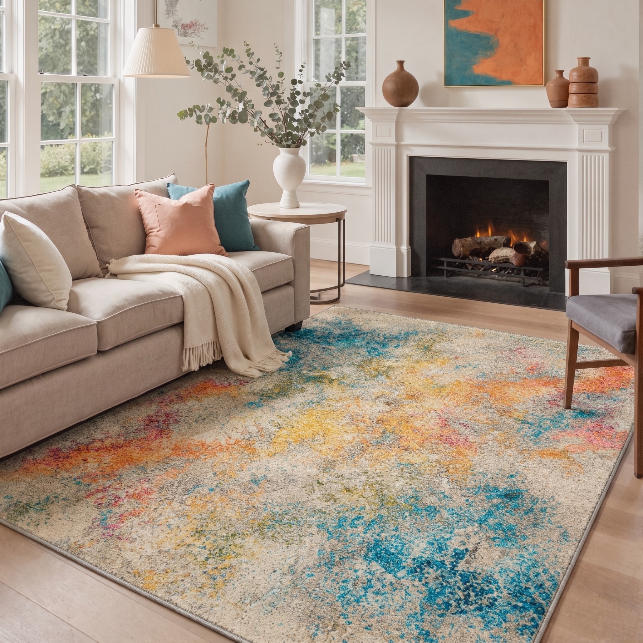 BAVNI 10X14 Area Rug for Living Room Machine Washable Non Slip Backing ...