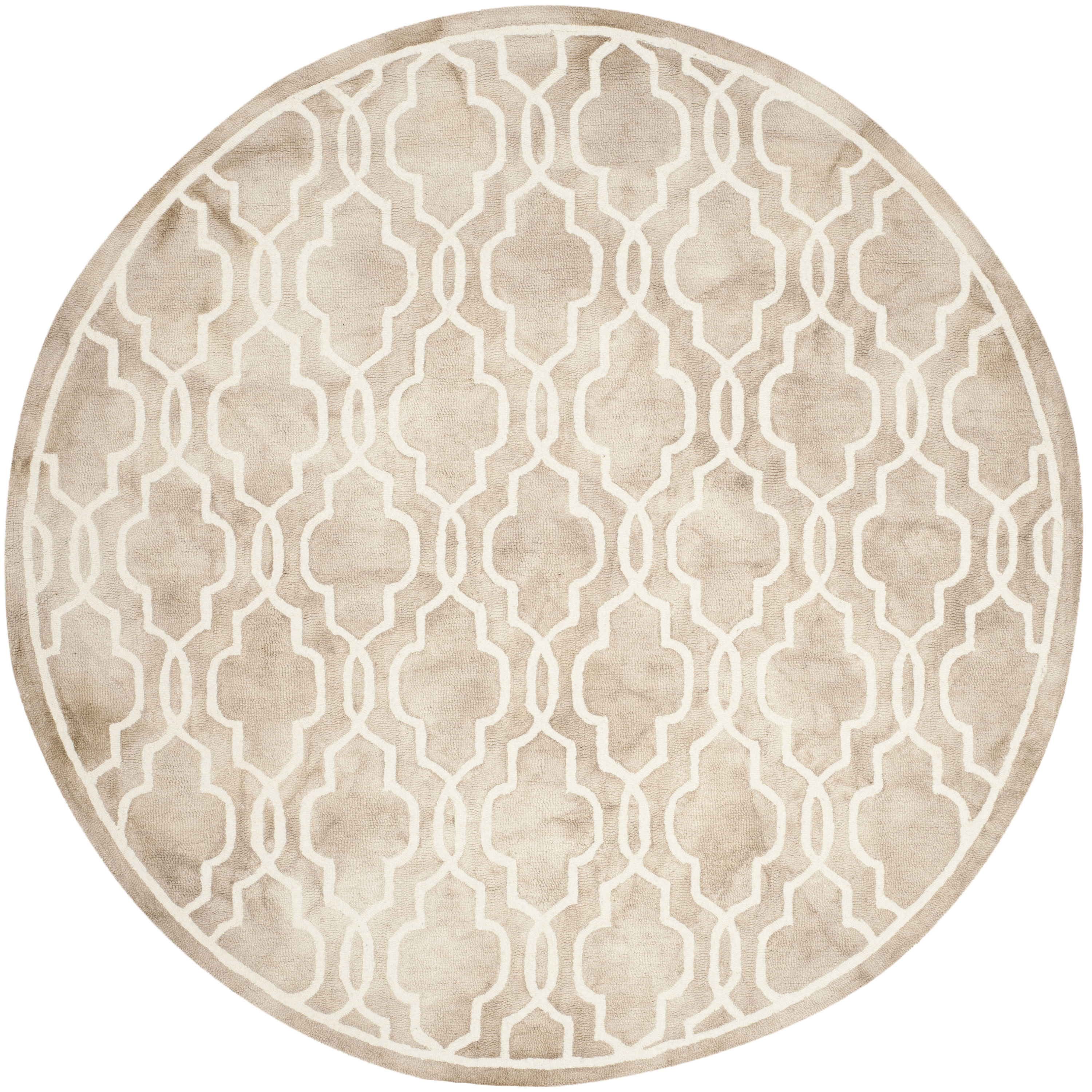 Safavieh DDY539G-5R Dip Dye Maribeth 5 x 5 (ft) Tufted Wool Beige/Ivory Round Indoor Trellis Bohemian/Eclectic Area rug