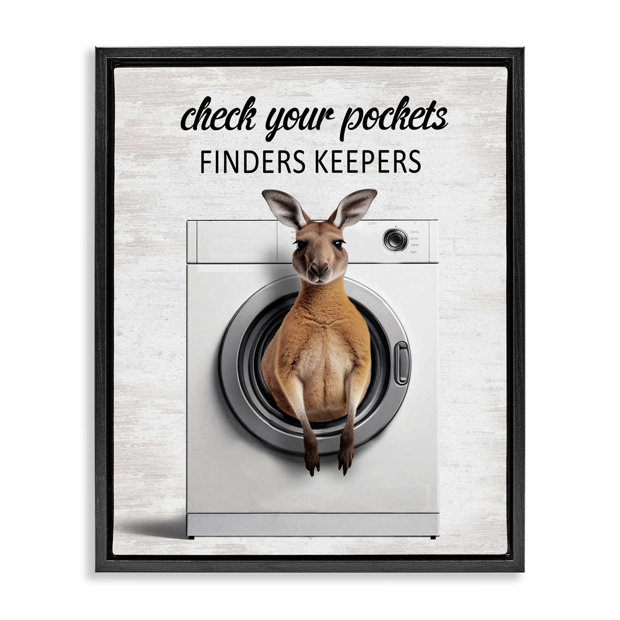Stupell Industries BS-856-FFB-16X20 Finders Keepers Laundry Rule Black Framed Floater Canvas Wall Art By Lettered and Lined 17 x 21