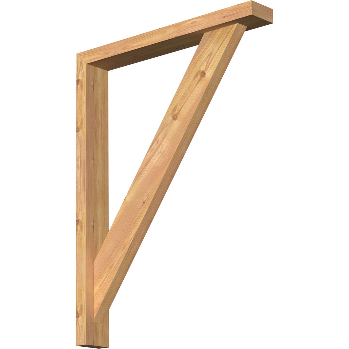 Ekena Millwork 1464825 Traditional Block Smooth Bracket with Offset Brace 3-1/2-in x 24-in x 32-in Western red cedar Brown Wood Standard bracket