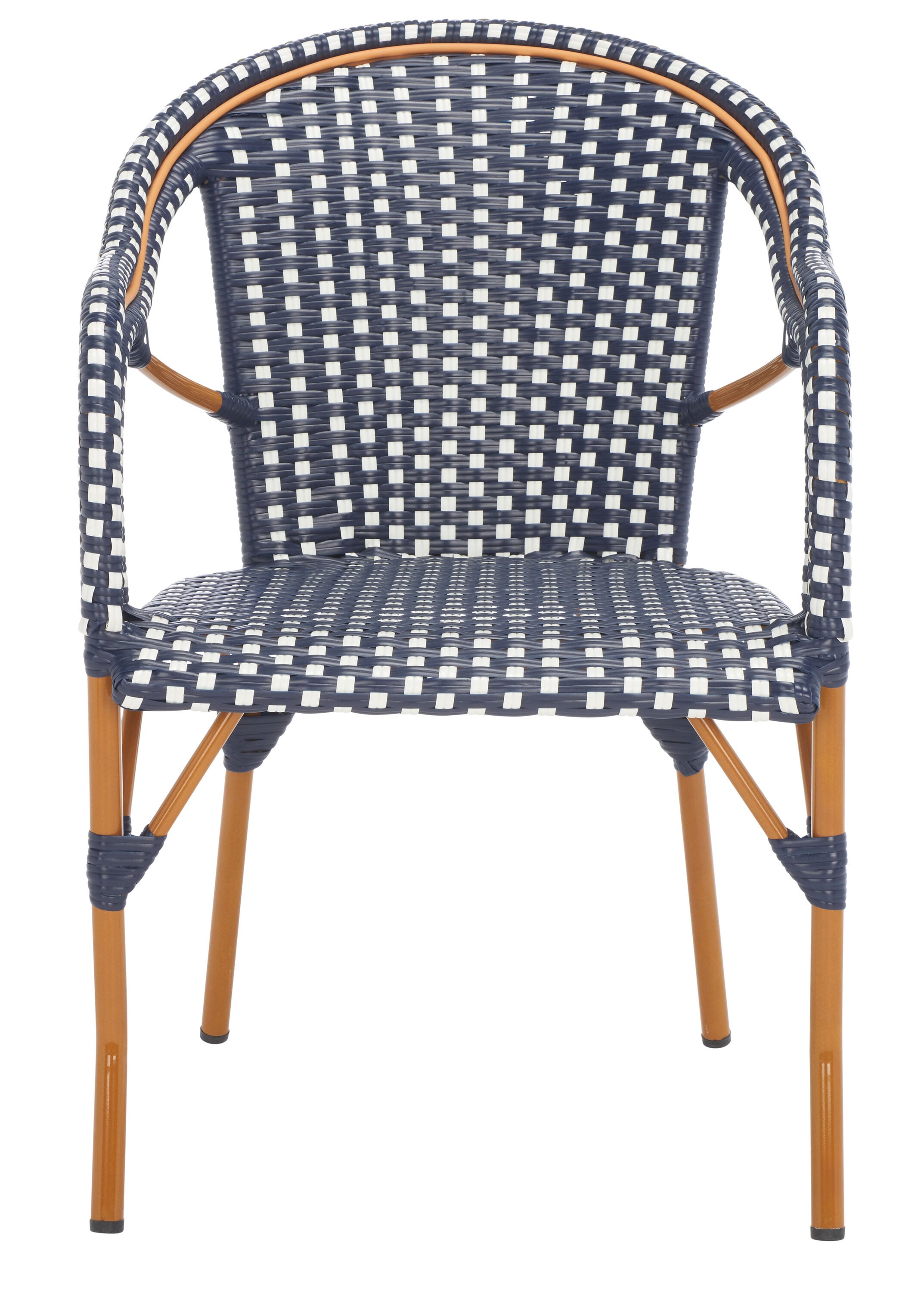 Navy and White Wicker Outdoor Armchair Set of 2