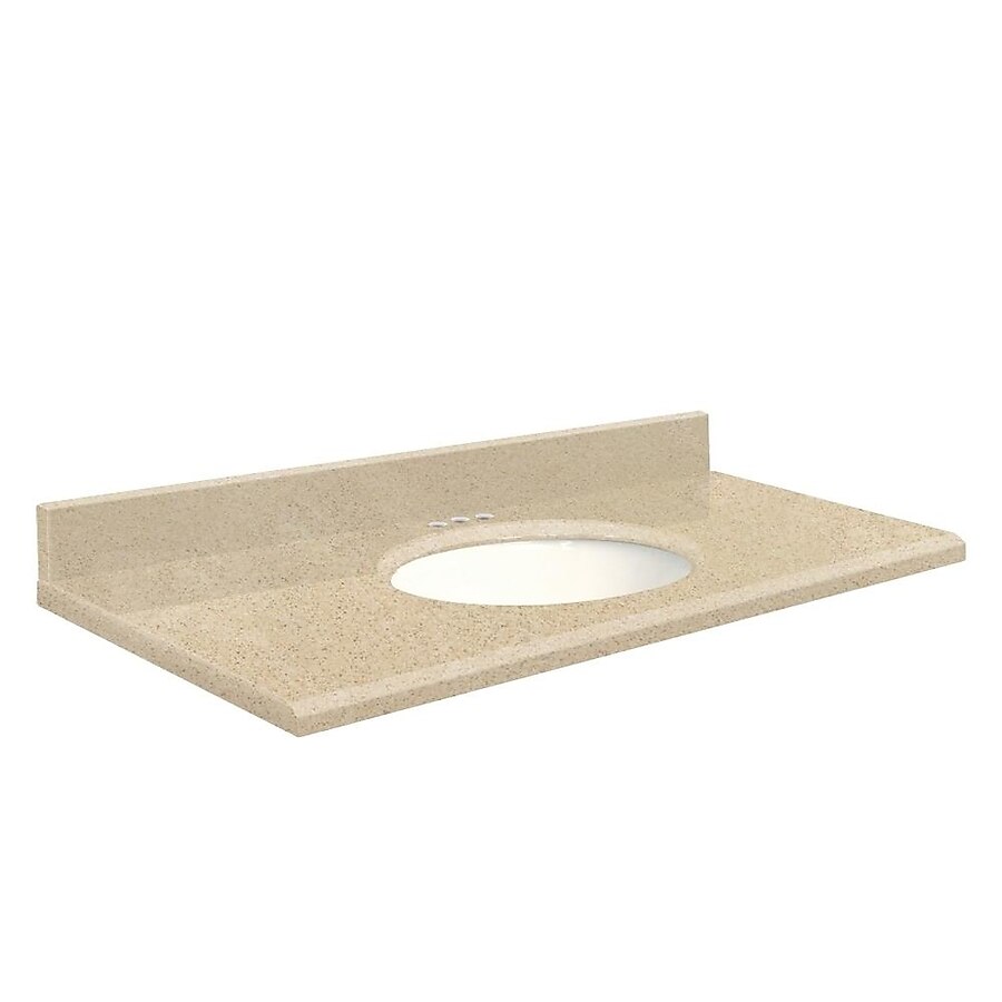 Transolid 49-in Durum Cream Quartz Bathroom Vanity Top Transolid 49-in Durum Cream Quartz Bathroom Vanity Top