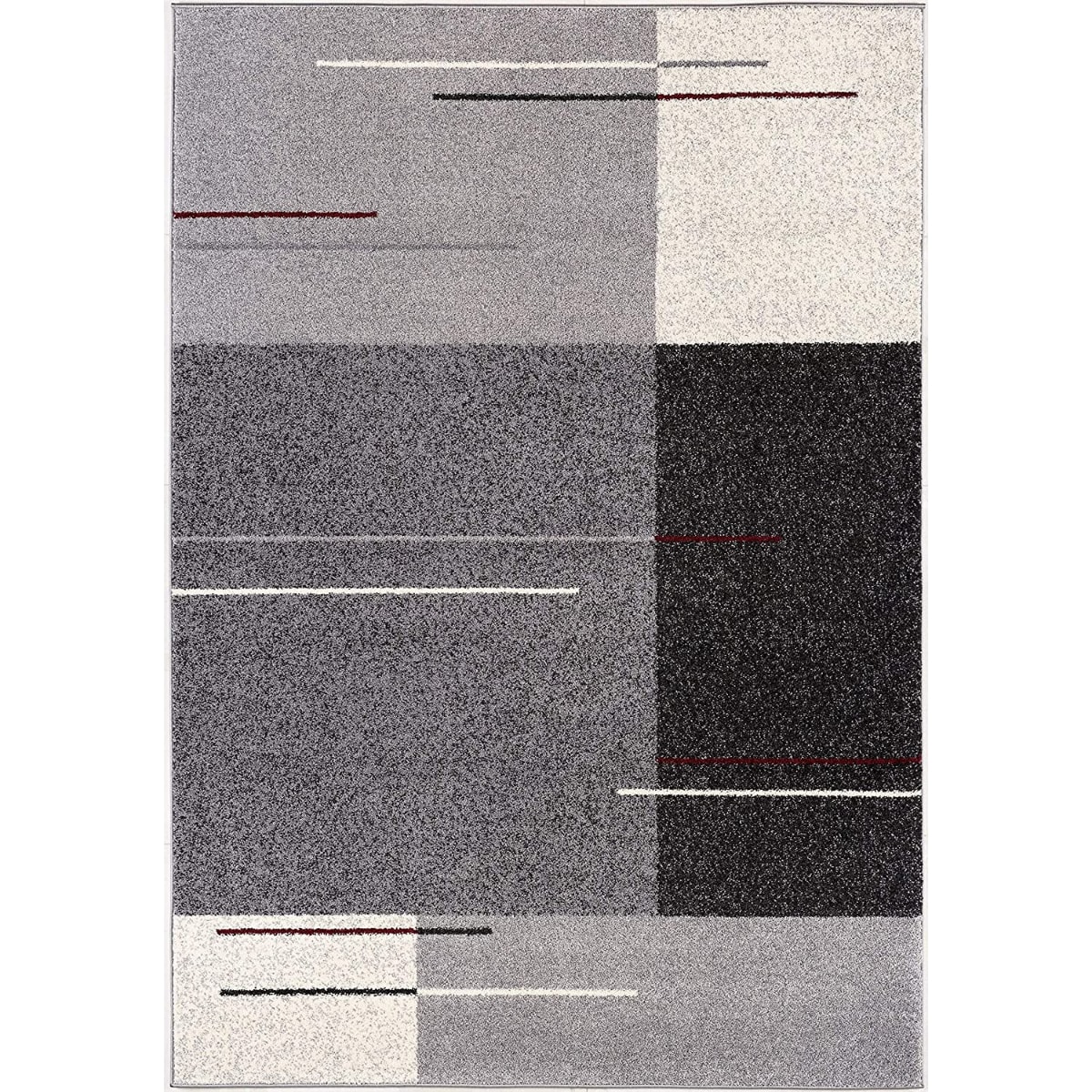 HomeRoots 4000390321 7 x 9 (ft) Polyester Grey Rectangular Indoor Abstract Area rug
