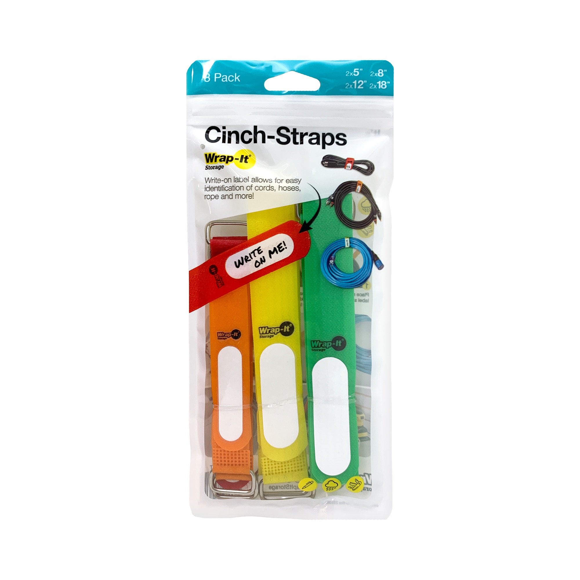 Secure Cable Ties 8 x 1 inch Cinch Straps - 5 Pack