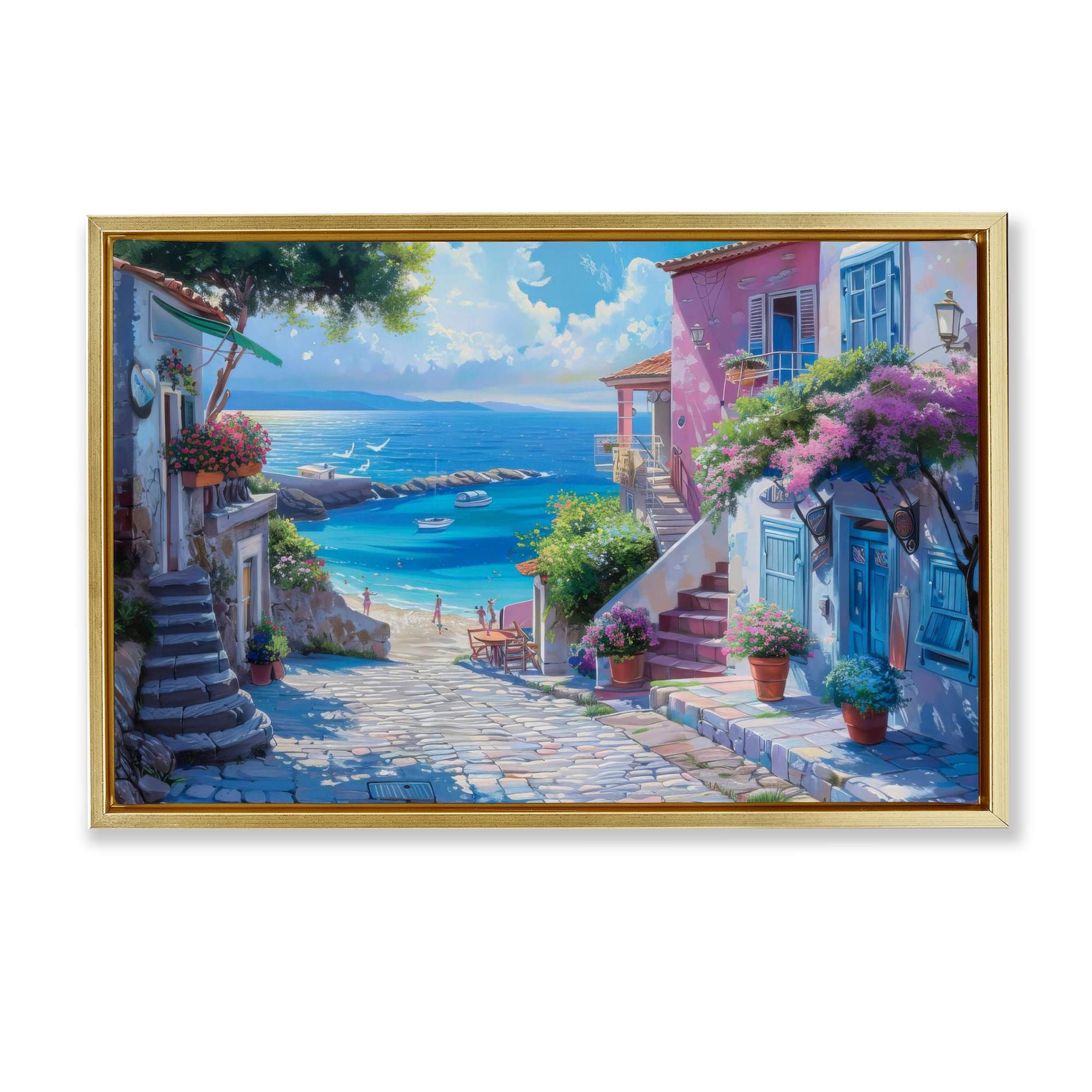 Stupell Industries BT-729-FFG-20X30 Seaside Village Cobblestones Floating Frame design by LSR Design Studio