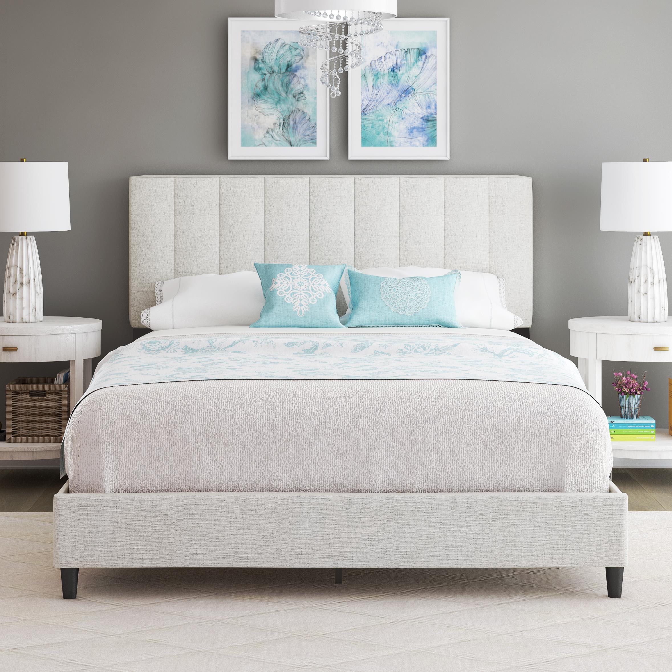 PerformaRest Leighton Egg Shell Full Upholstered Platform Bed at Lowes.com