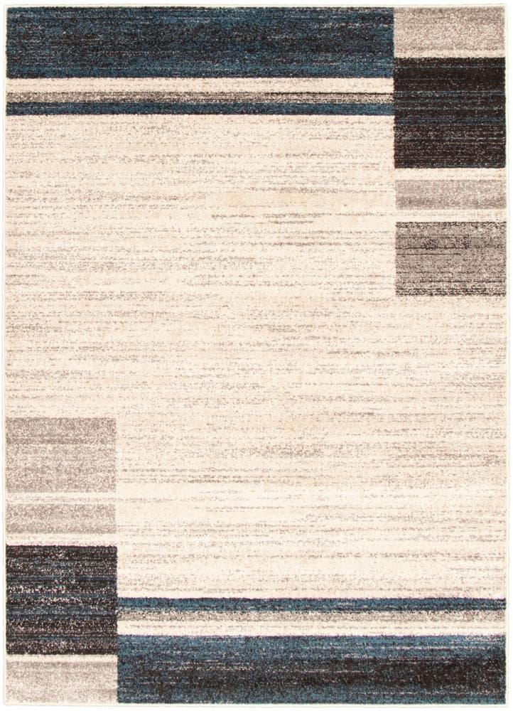 ECARPETGALLERY 315552 Ayla 5 x 7 (ft) Loomed Polypropylene Ivory Blue Gray Rectangular Indoor Bohemian/Eclectic Area rug