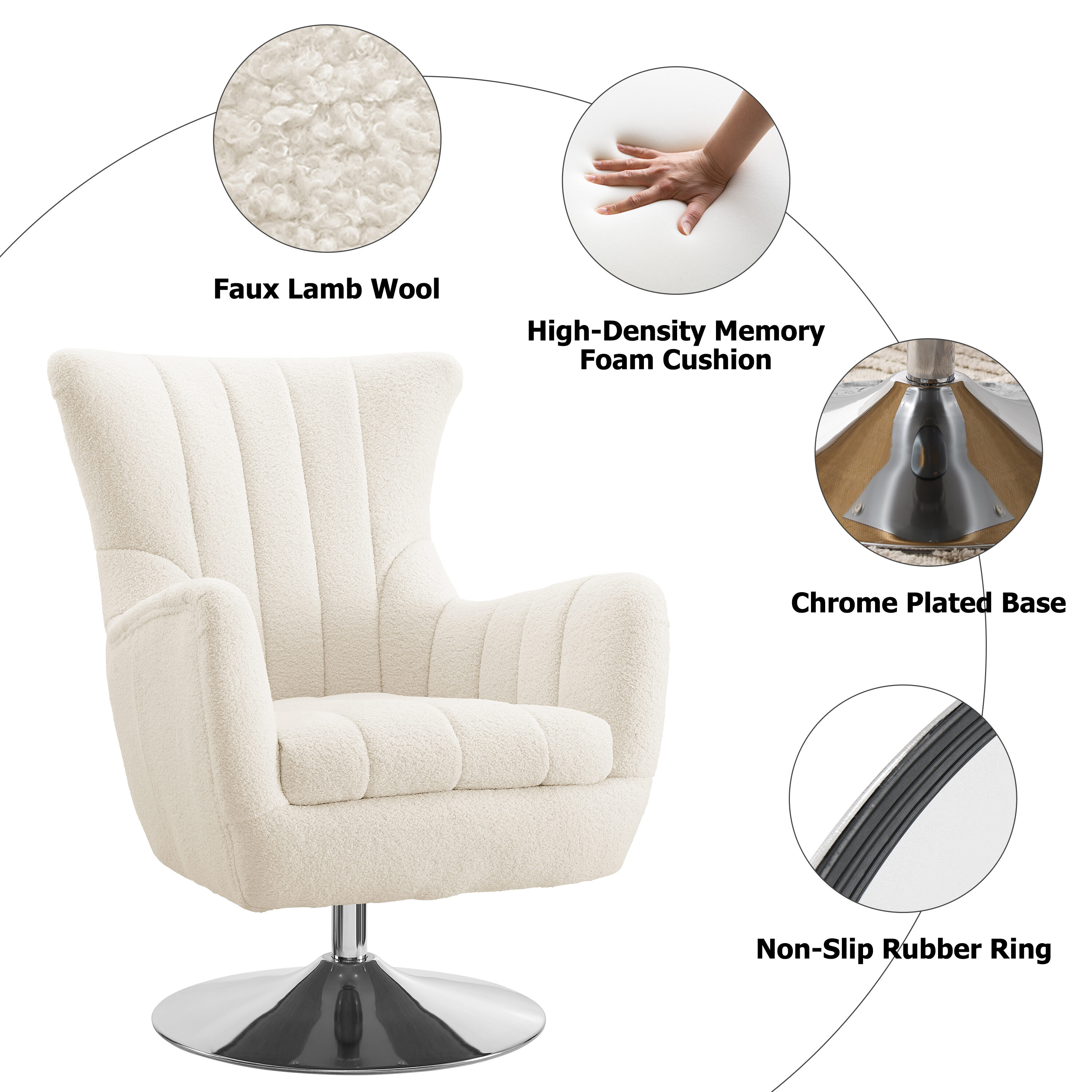 Art Leon Modern Ivory Wingback Chair SF026 IVORY at Lowes