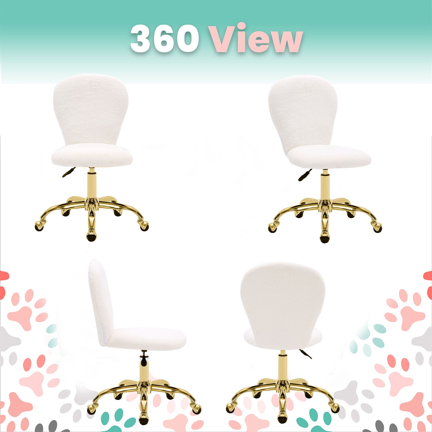 Critter Sitters CSKIDSOC-GLD/WHT Office-Chairs - View #4