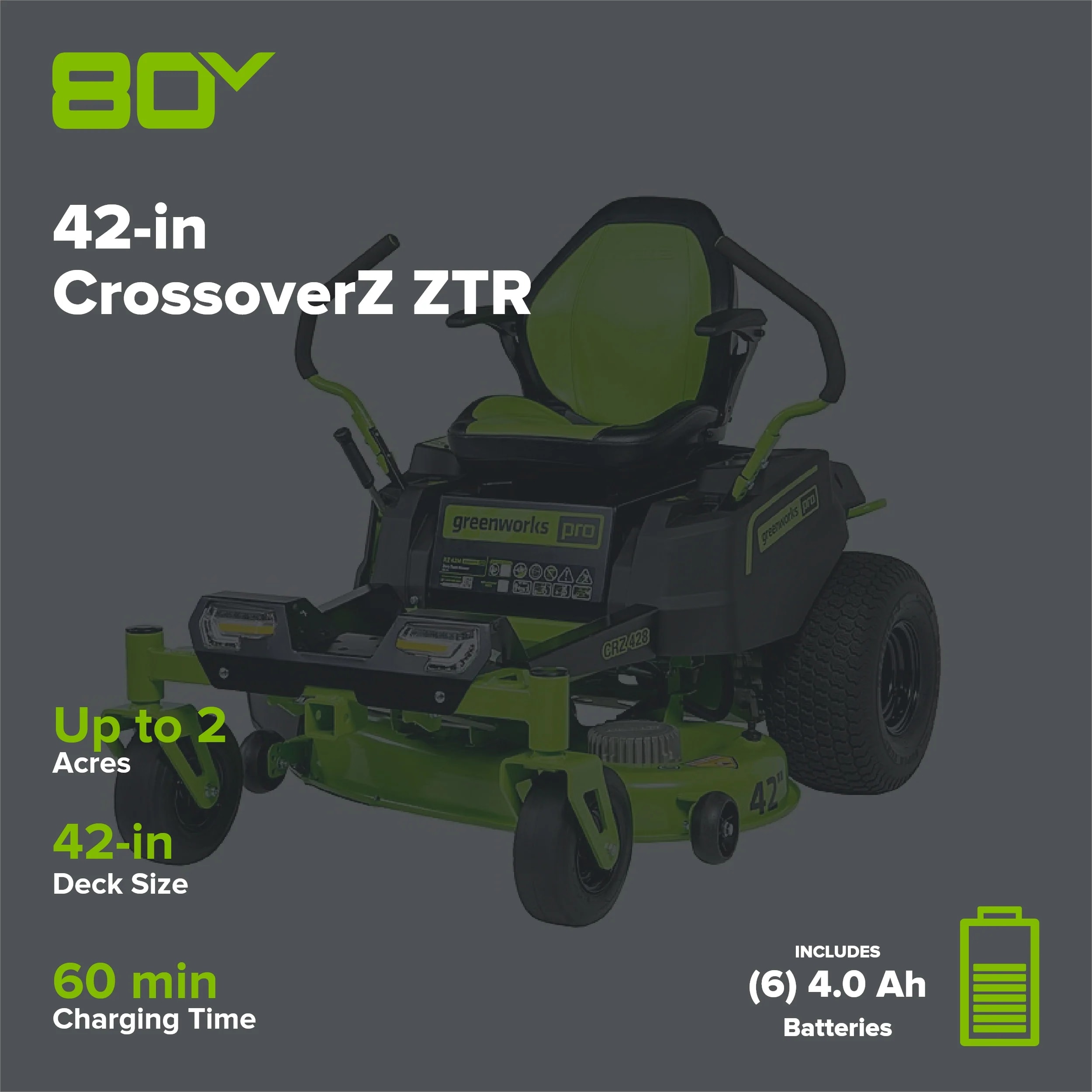Greenworks Crossover Zero Turn 42-in 24 -HP Brushless motor Battery Zero-turn riding lawn mower Sansujyuku sansujyuku.com