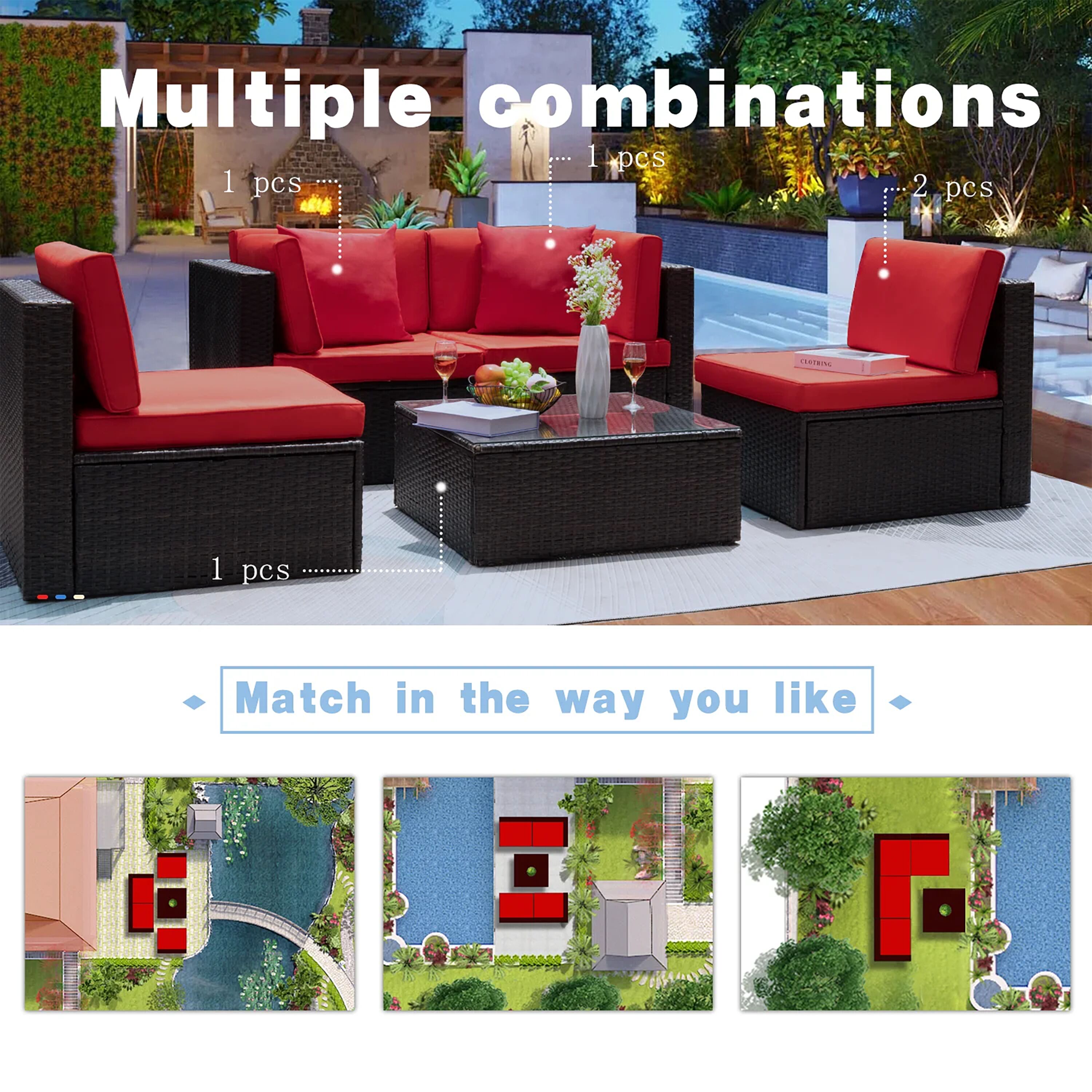 Vineego LS-52CS01TT0B01 Patio-Conversation-Sets - View #3