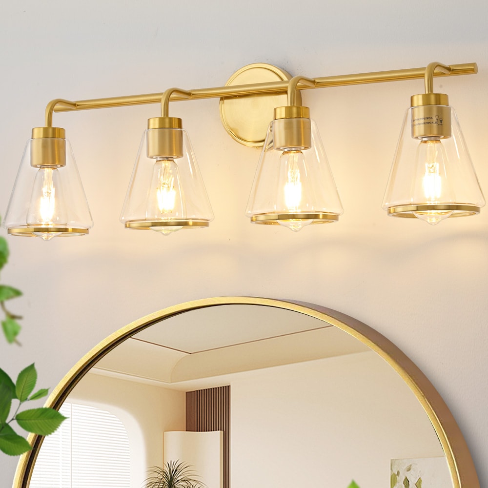 POWLIG Vanity Light 30.31-in 4 Light Gloss Gold Modern/contemporary Bathroom Vanity light