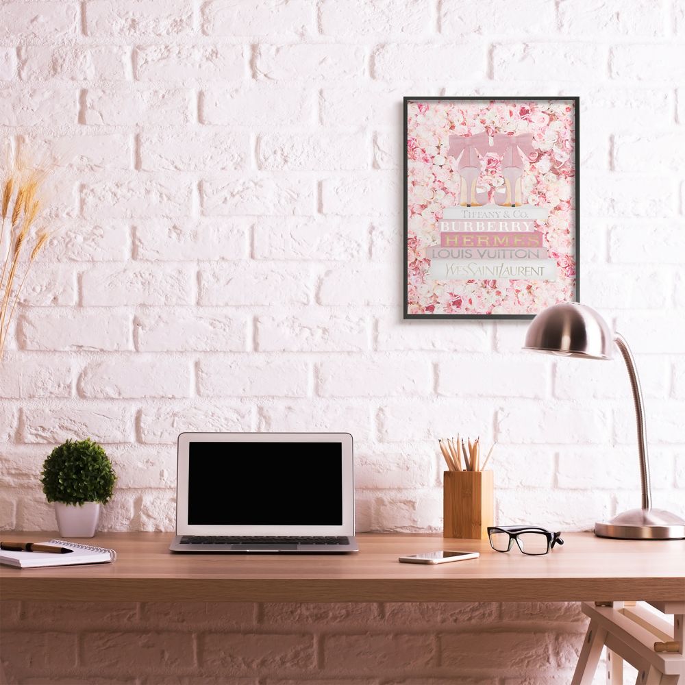 Pink and White Canvas Print with Black Frame for Kids Nursery