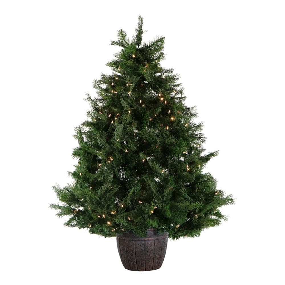 Fraser Hill Farm FFNC050-5GR 5-ft Cedar Pine Pre-lit Artificial Christmas Tree with LED Lights