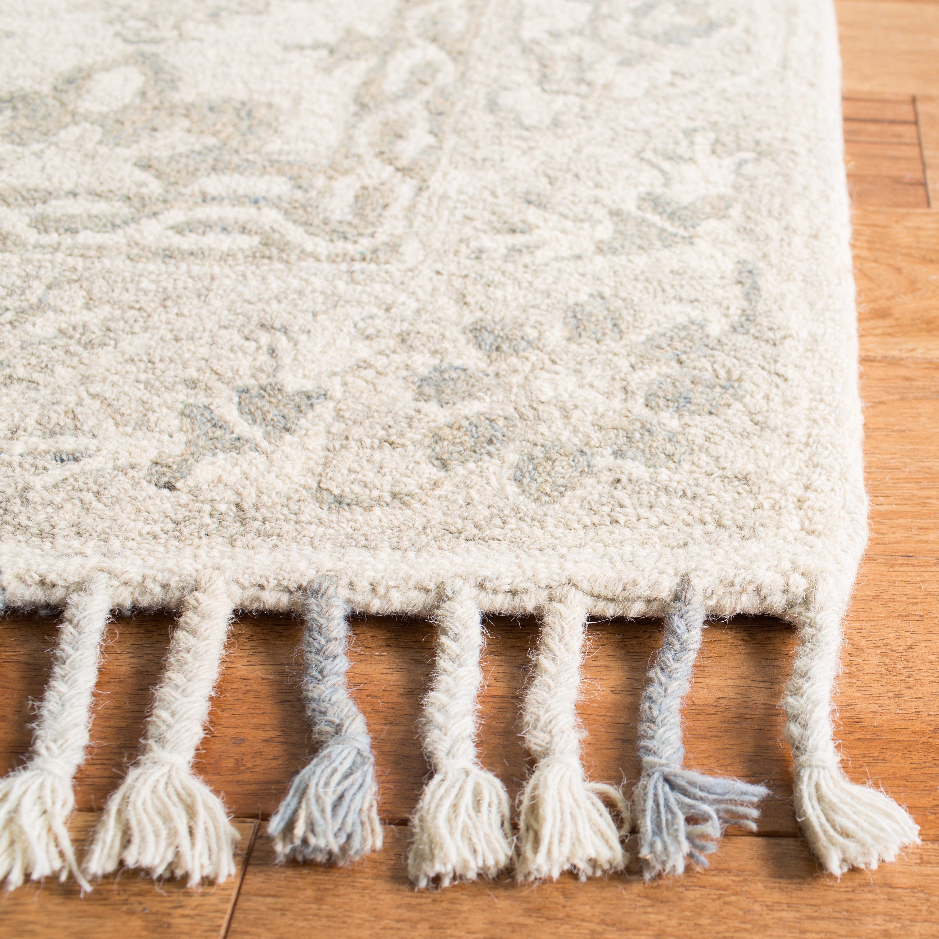 Handmade Tufted Wool Rectangular Rug in Geometric Gray