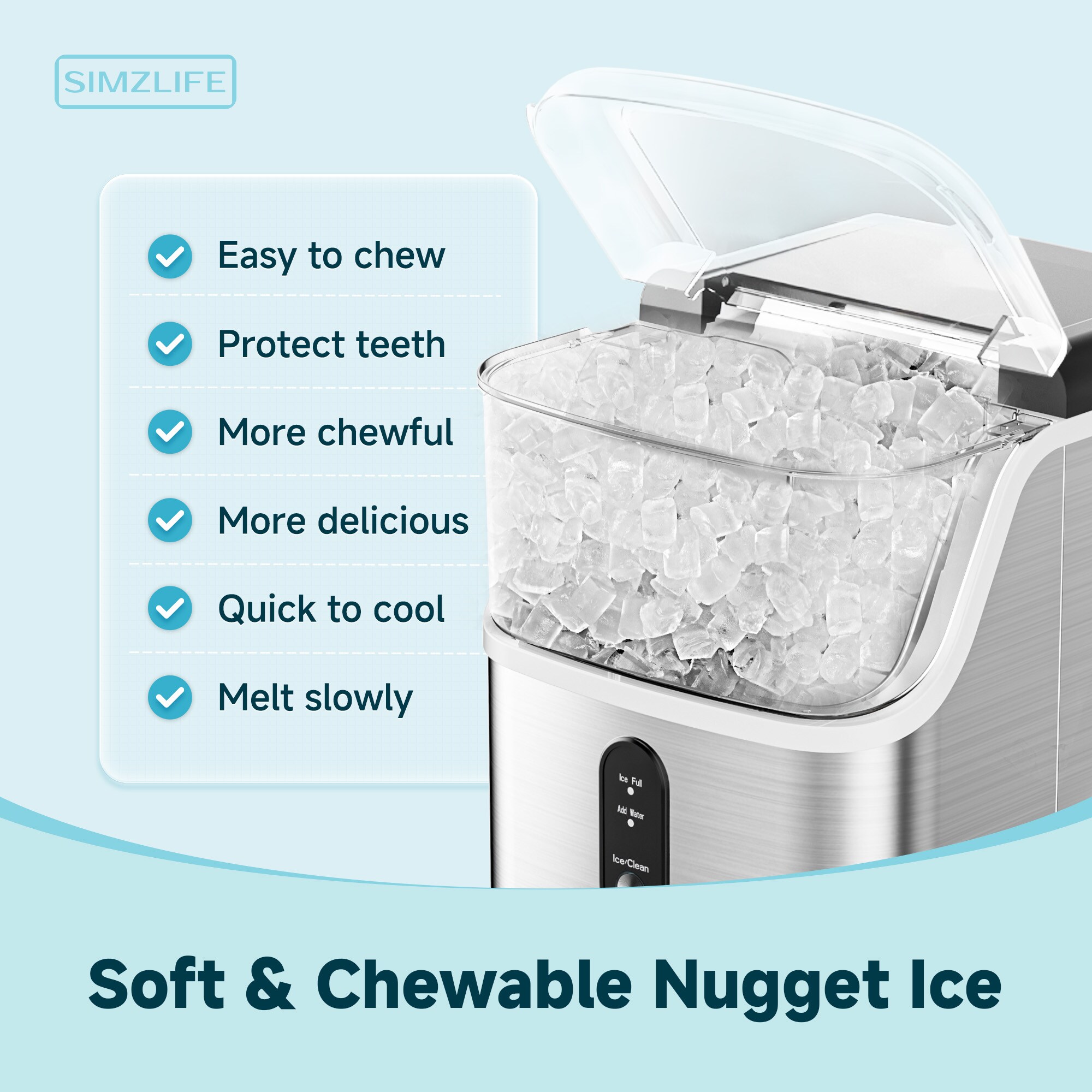 SIMZLIFE 35-lbs. Ice Per day Nugget/Pebble Ice Maker ( Silver )