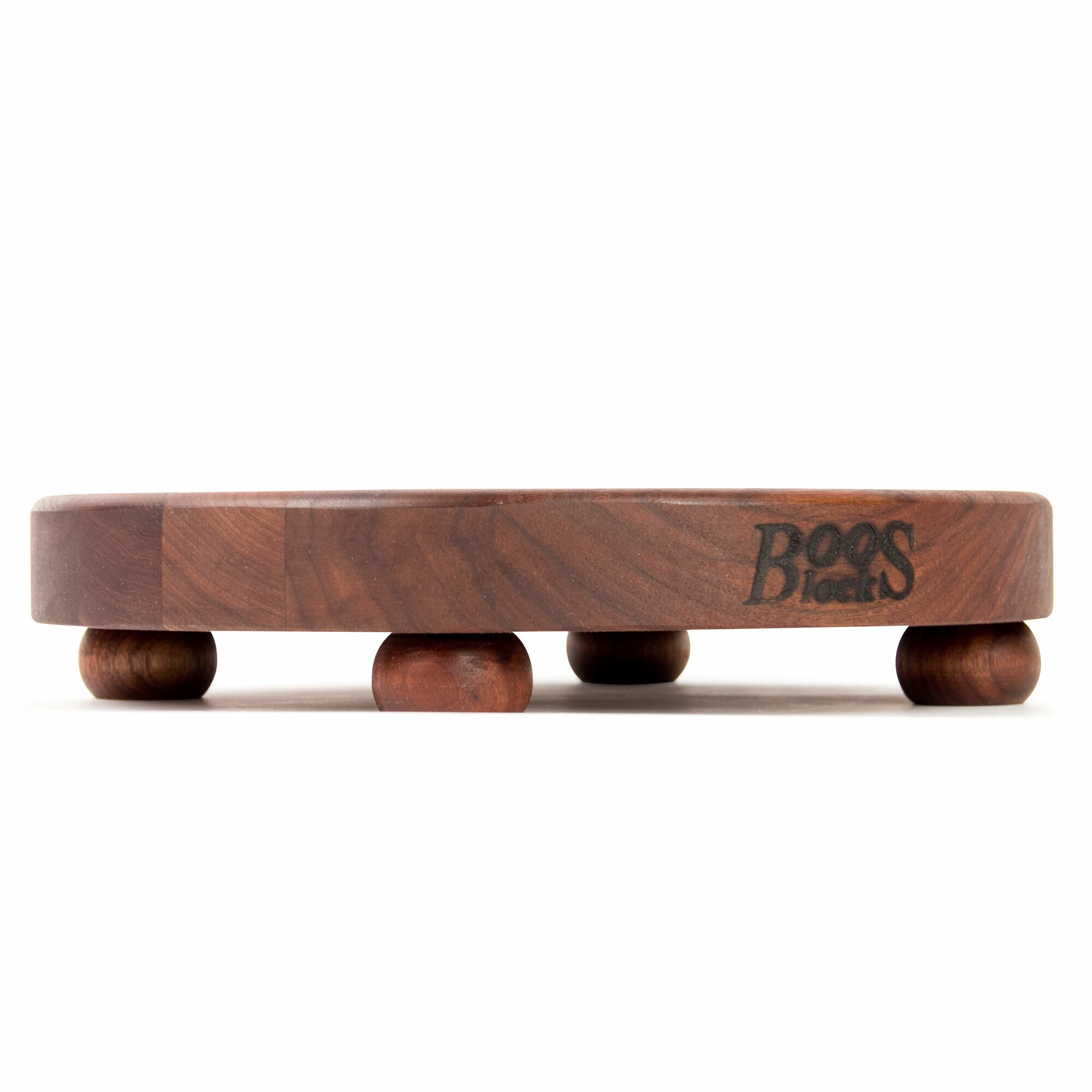 Walnut Edge Grain Round Cutting Board with Bun Feet