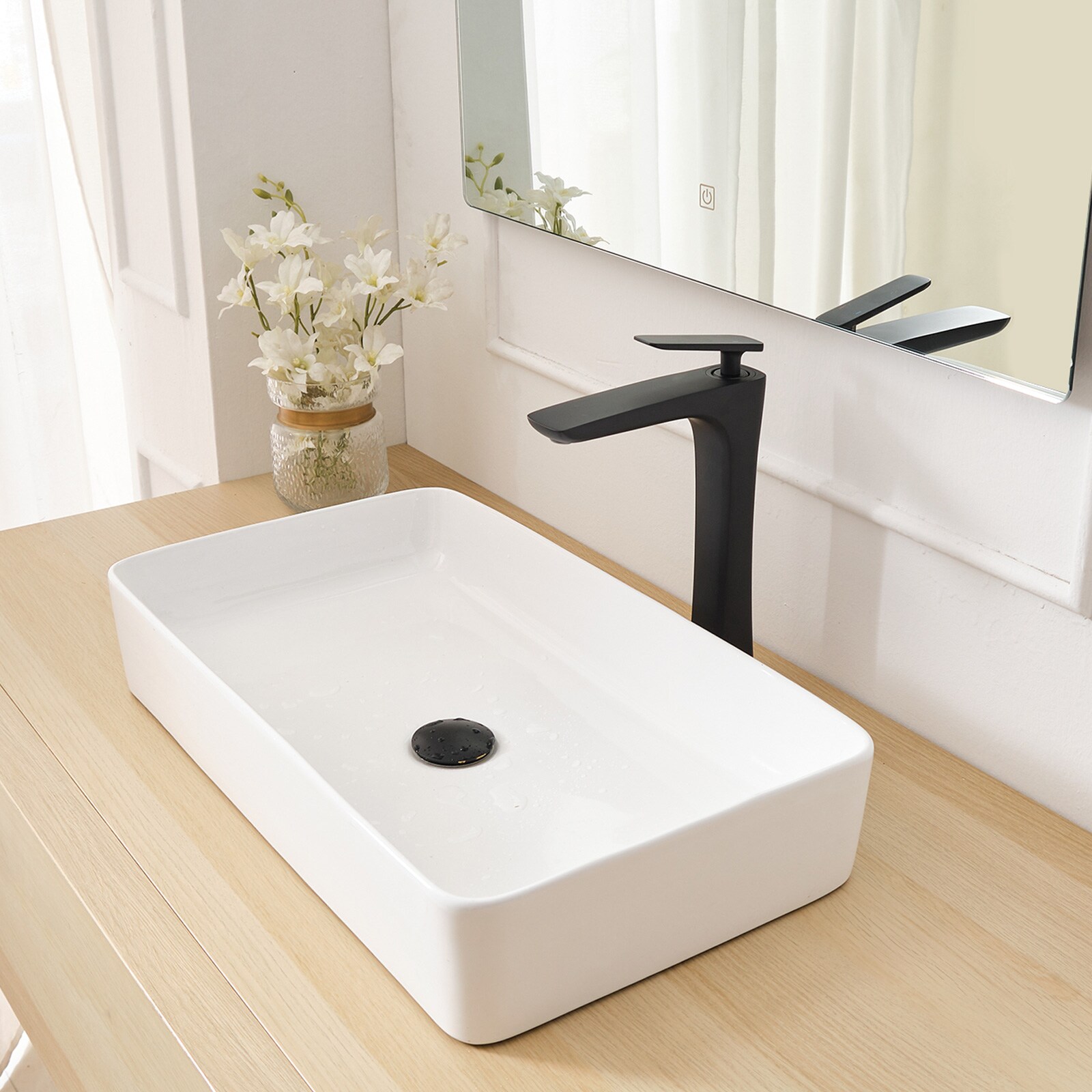 Matte Black Tall Single Handle Vessel Sink Faucet