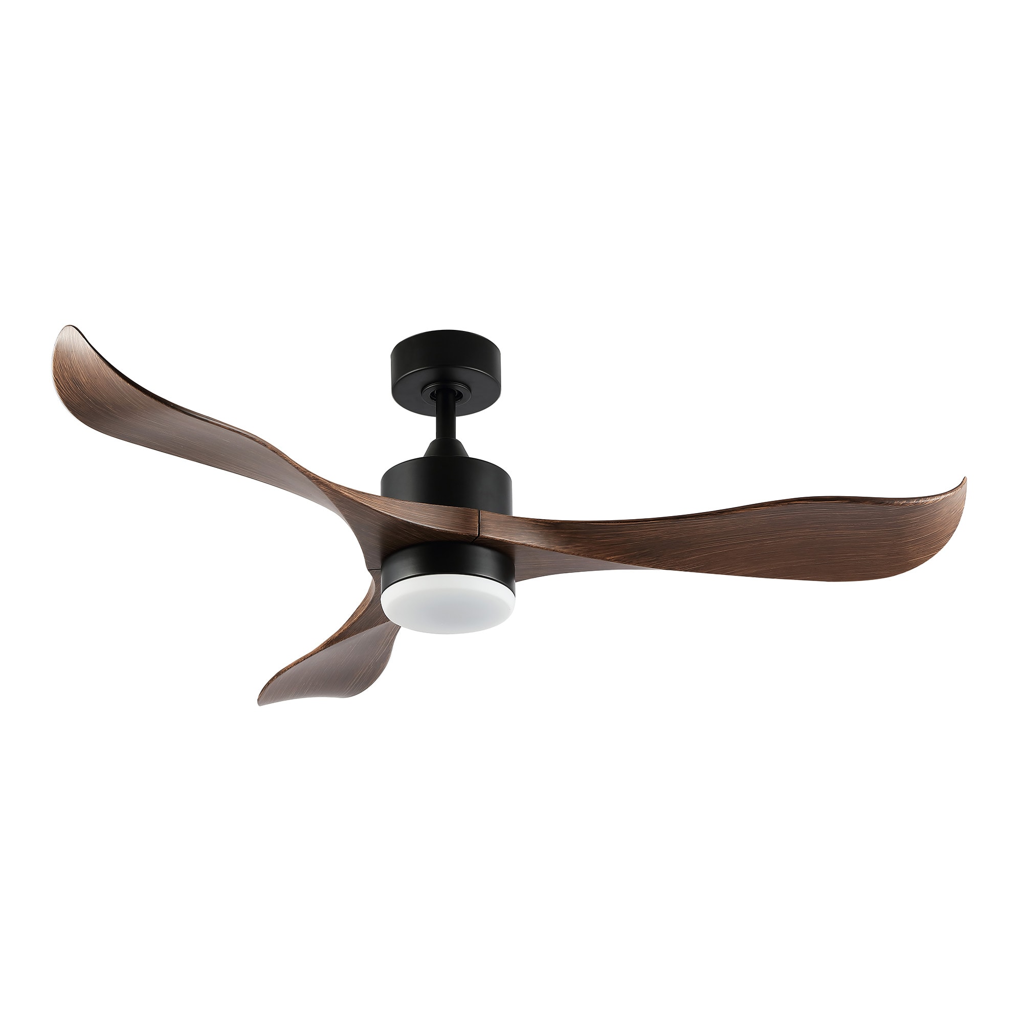 GETLEDEL CF-Q021-WD 52-in Color-Changing Integrated LED Black with Walnut Blades Propeller Ceiling Fan With Light - Remote Included ( 3 -Blade )