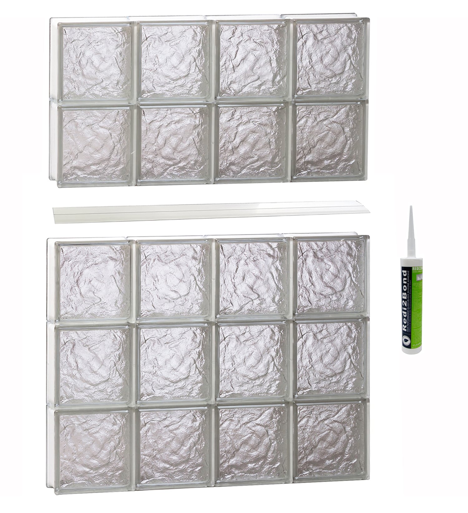 REDI2SET S3240IS Ice Glass 31-in x 38-3/4-in Frameless Replacement Glass Block Window