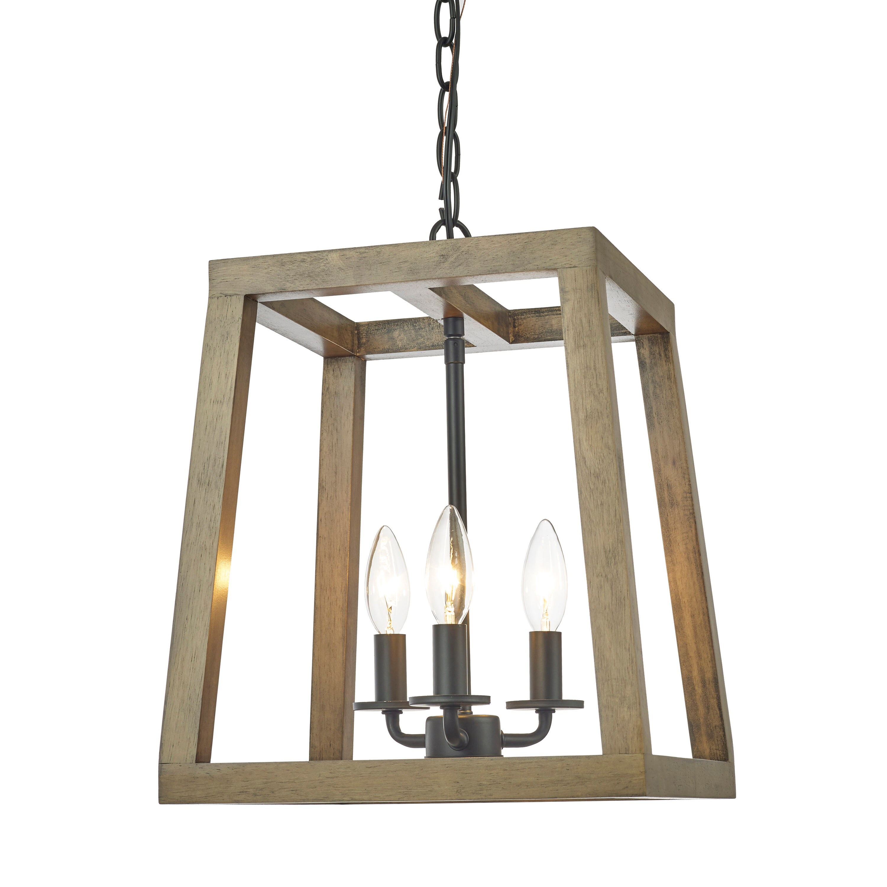 wood square pendant light