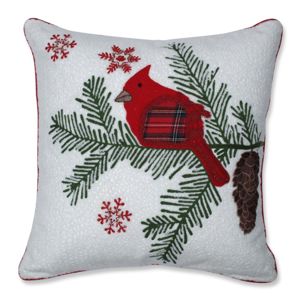 Pillow Perfect 628059 Harvest and Holiday 18-in x 18-in Red Indoor Decorative Pillow
