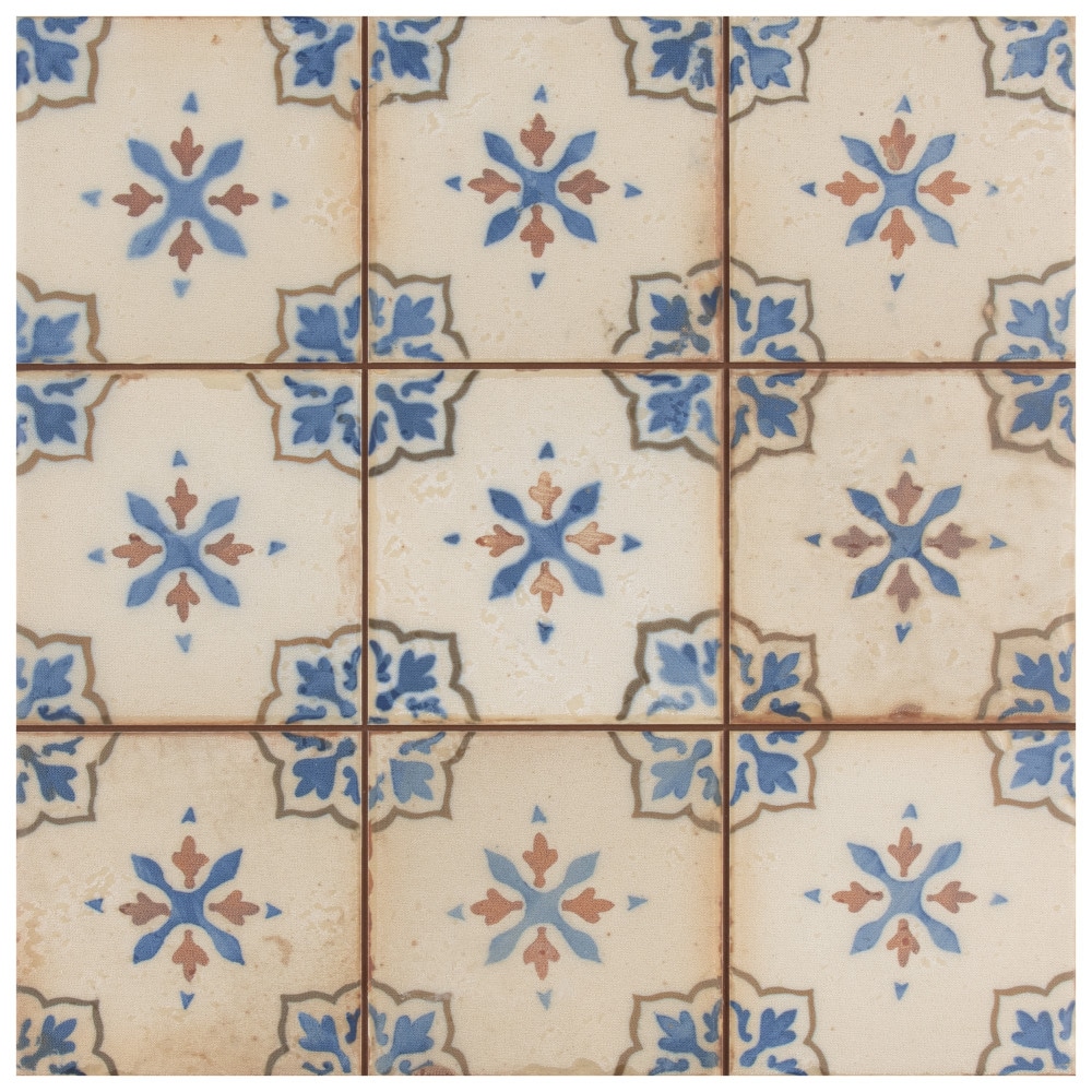 Affinity Tile FPEMIRA Mirambel Azul 13-in x 13-in Matte Ceramic Patterned Floor and Wall Tile (12-sq. ft/ Carton)