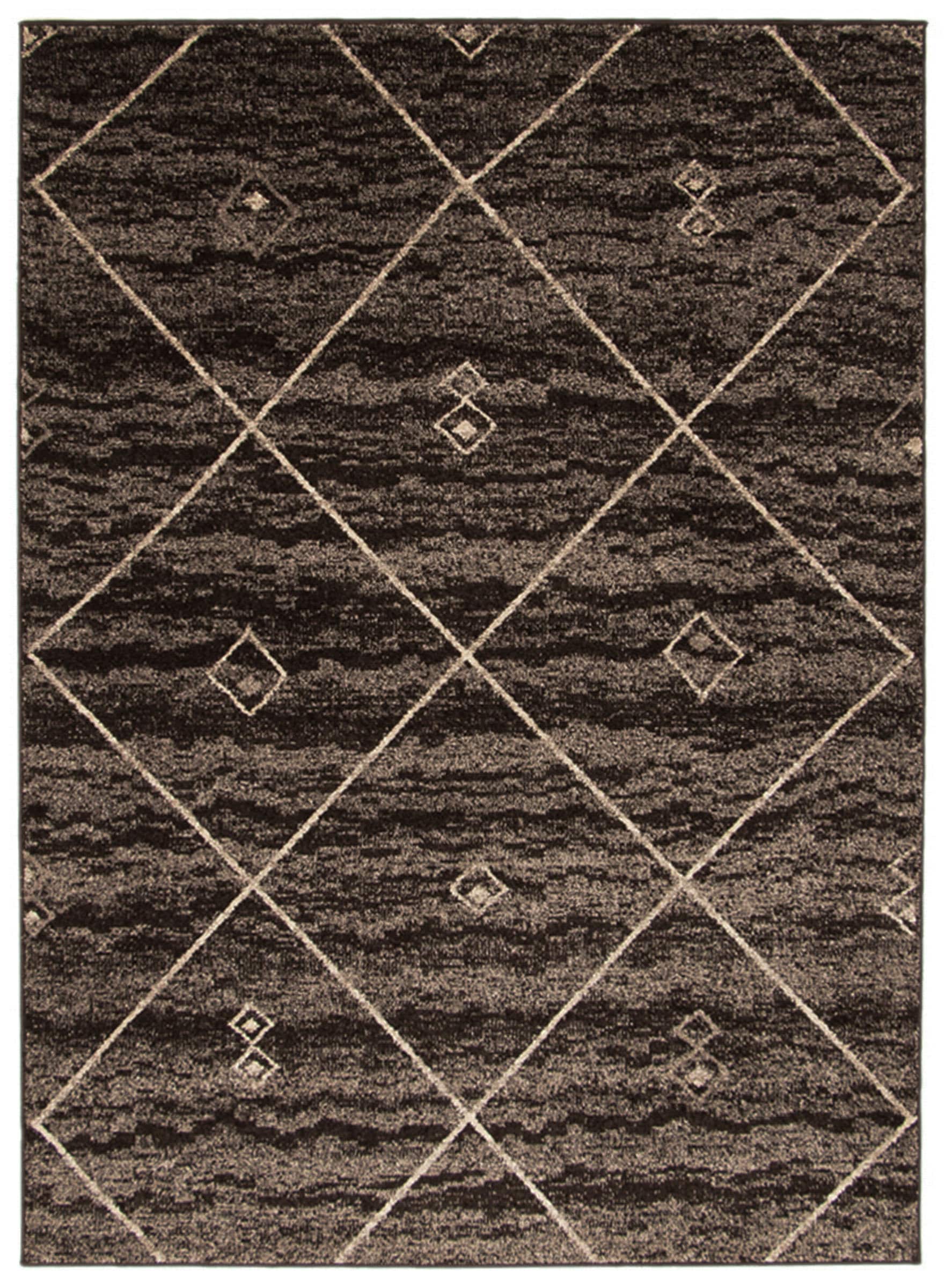 ECARPETGALLERY 345756 Devos 4 x 6 (ft) Loomed Polypropylene Brown, ivory, gray Rectangular Indoor Trellis Moroccan Area rug