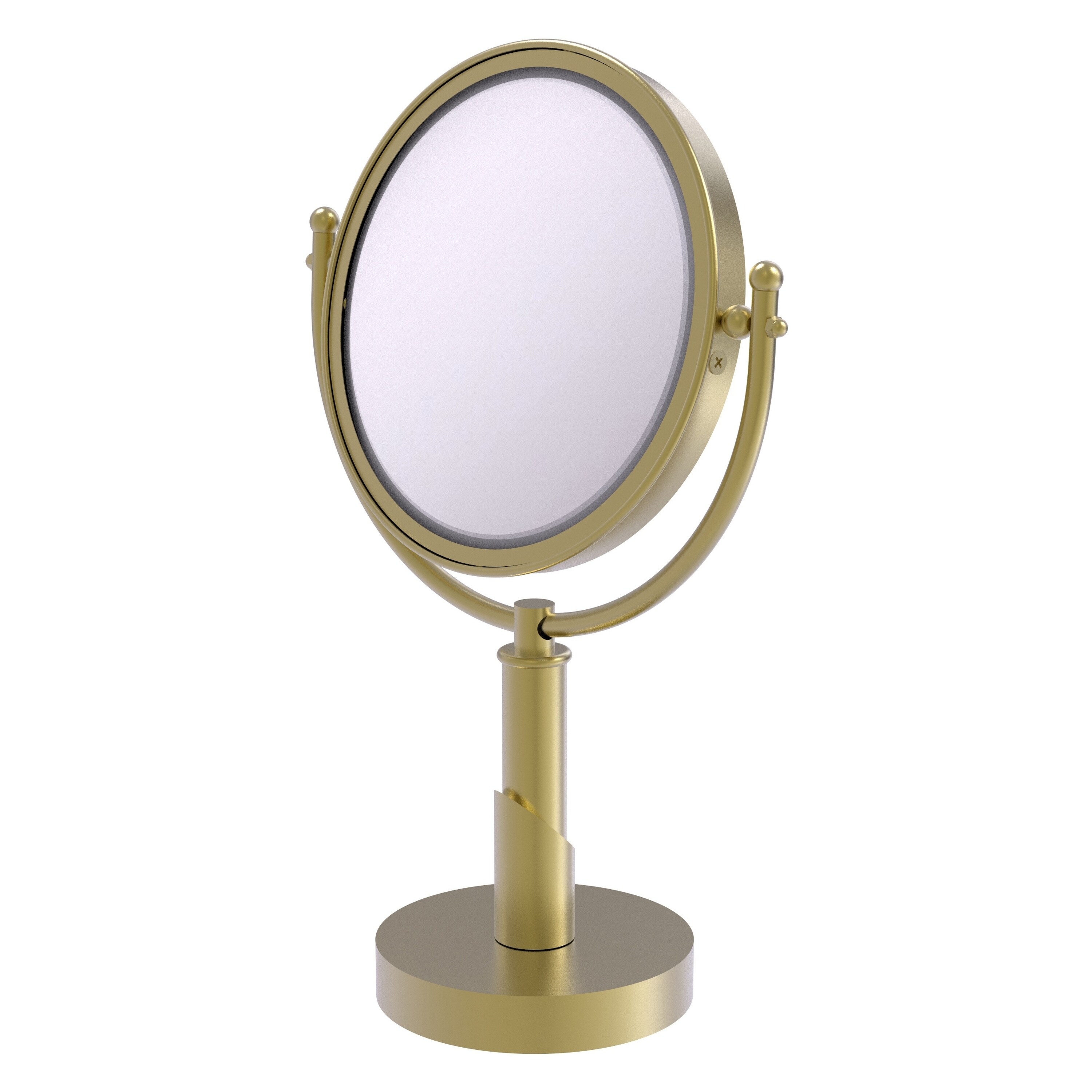 Allied Brass 8-in x 15-in Satin Brass Double-Sided Magnifying Countertop Vanity Mirror