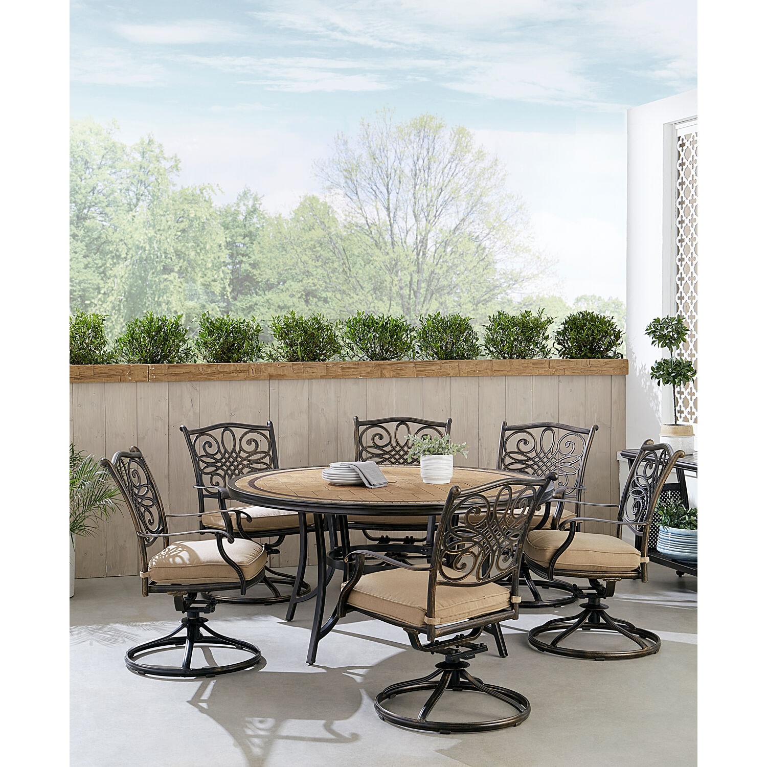 Hanover MONDN7PCSW6RDTLCTAN Patio-Dining-Sets - View #6