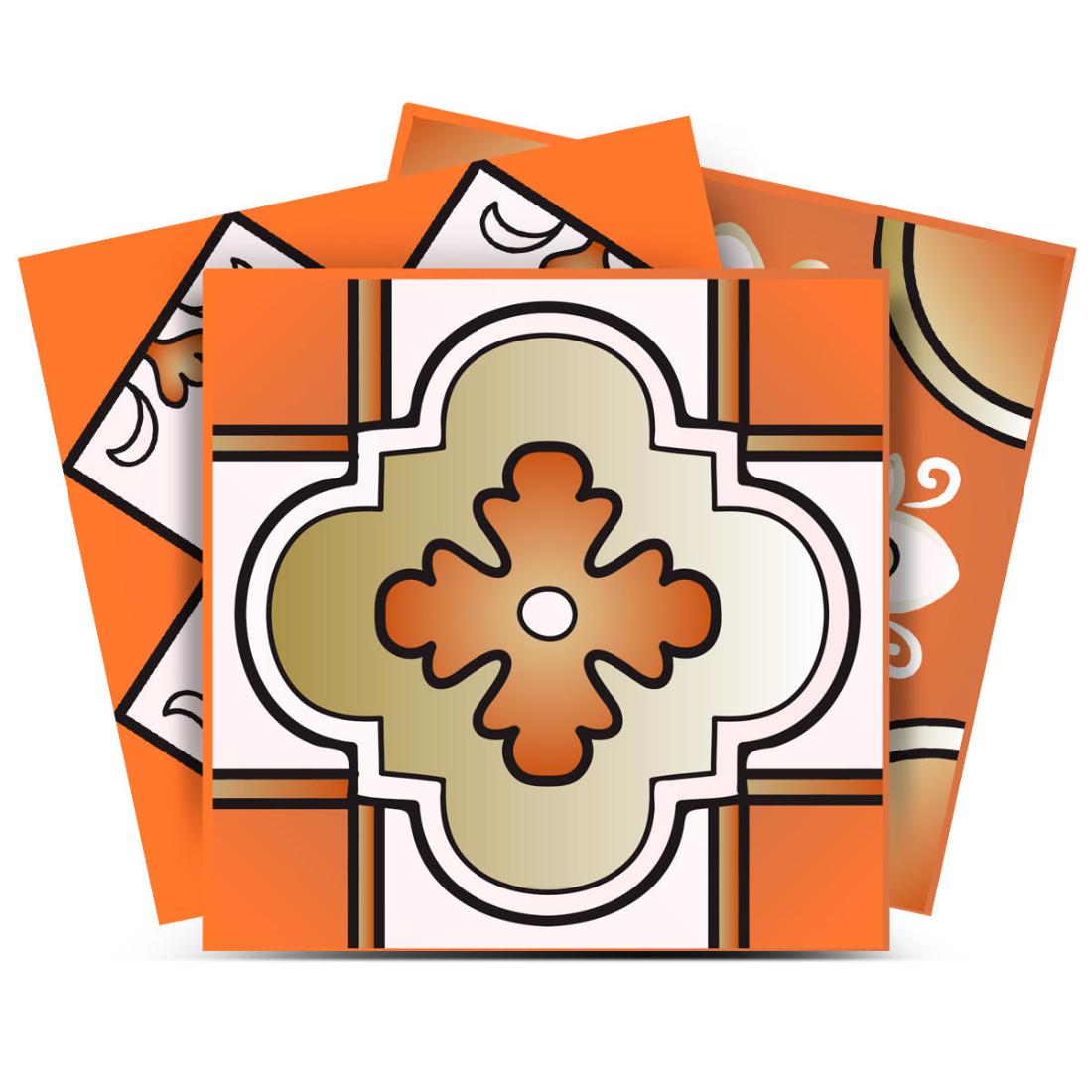 HomeRoots 12 inch X 12 inch Retro Orange Mosaic Peel and Stick ...