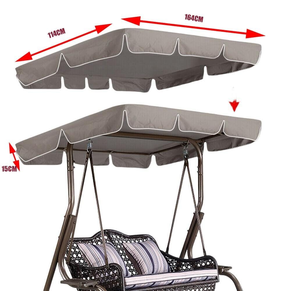 GarveeLife Outdoor Patio Swing Chair Canopy Replacement 3/4 Seater Porch Swing Seat Cover Waterproof Windproof Rip Proof 210D Oxford Fabric Coffee
