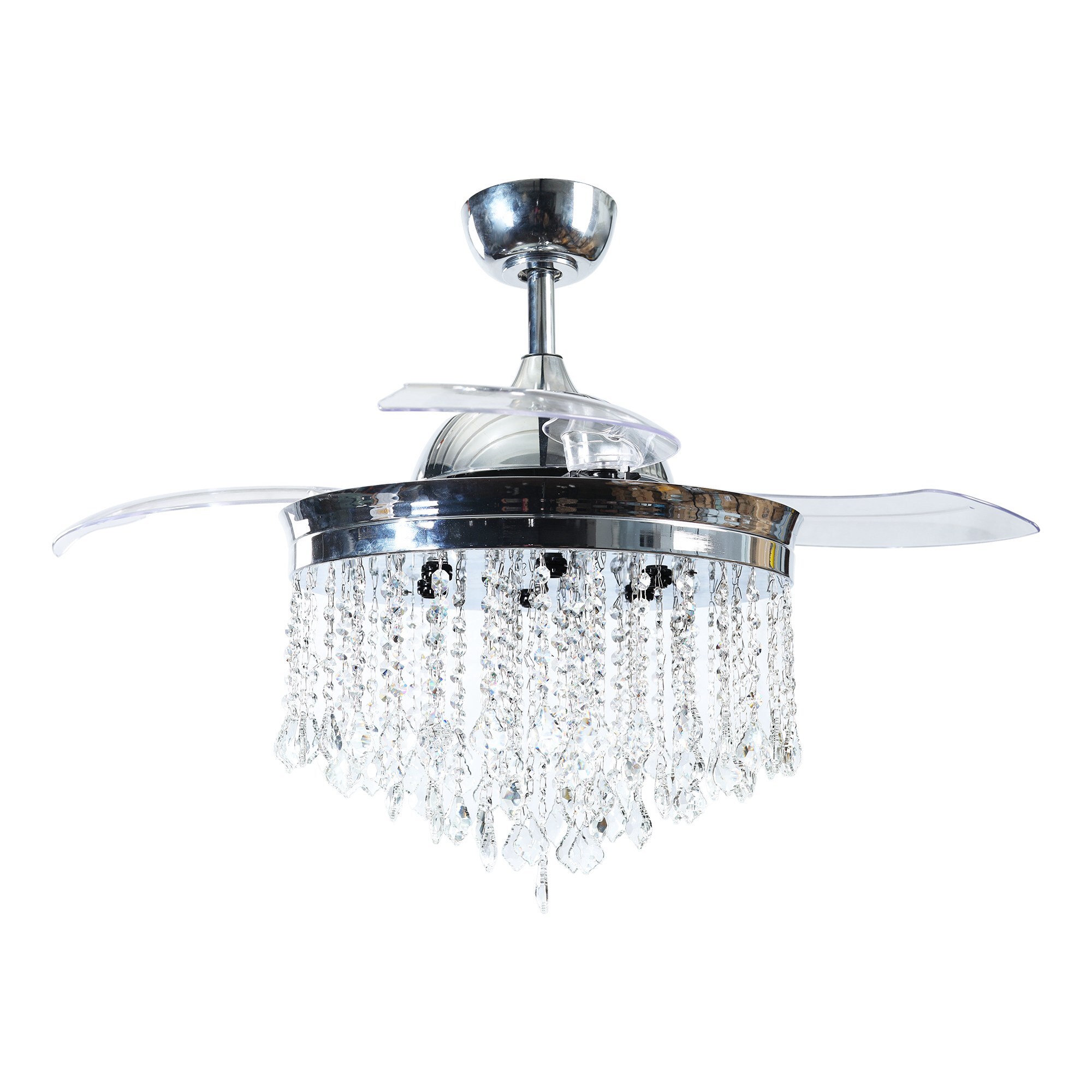 Mateo 42" Chrome Retractable Ceiling Fan Chandelier with Remote