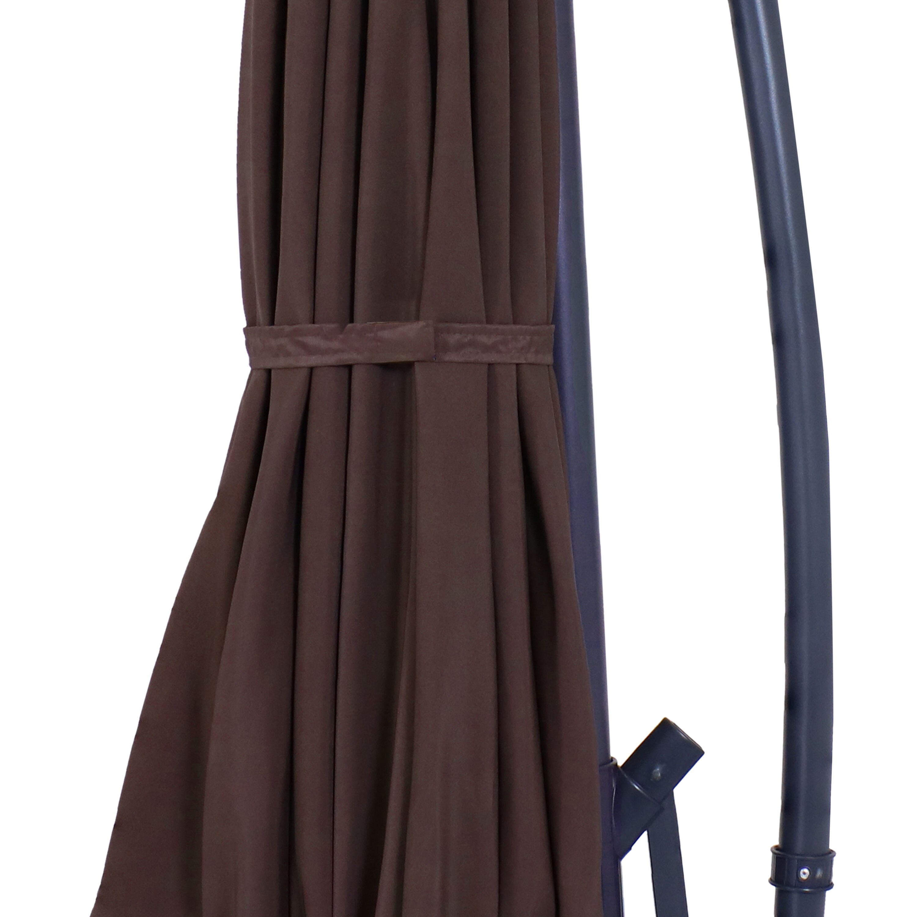 Brown Steel Cantilever Patio Umbrella with LED Lights, 9.5 ft