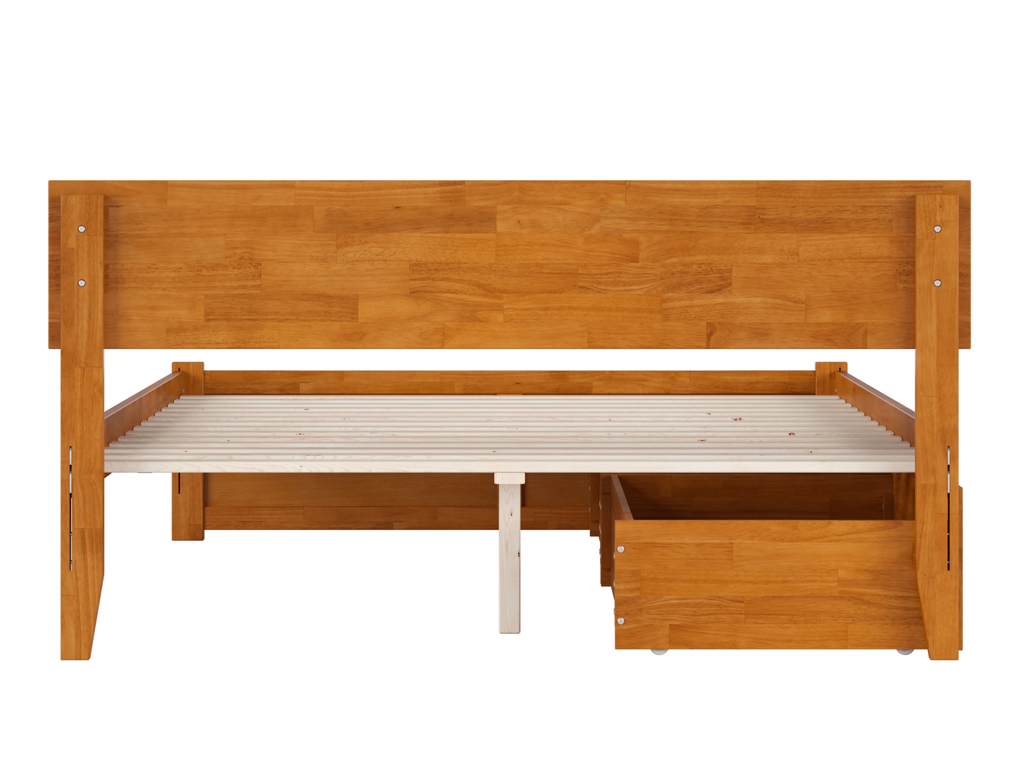 Light Toffee Queen Wood Platform Bed with Storage Drawers