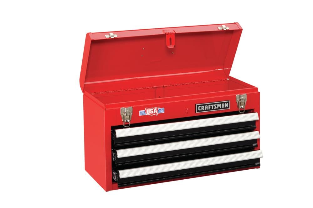 CRAFTSMAN Portable Tool Box 20.5-in Ball-bearing 3-Drawer Red